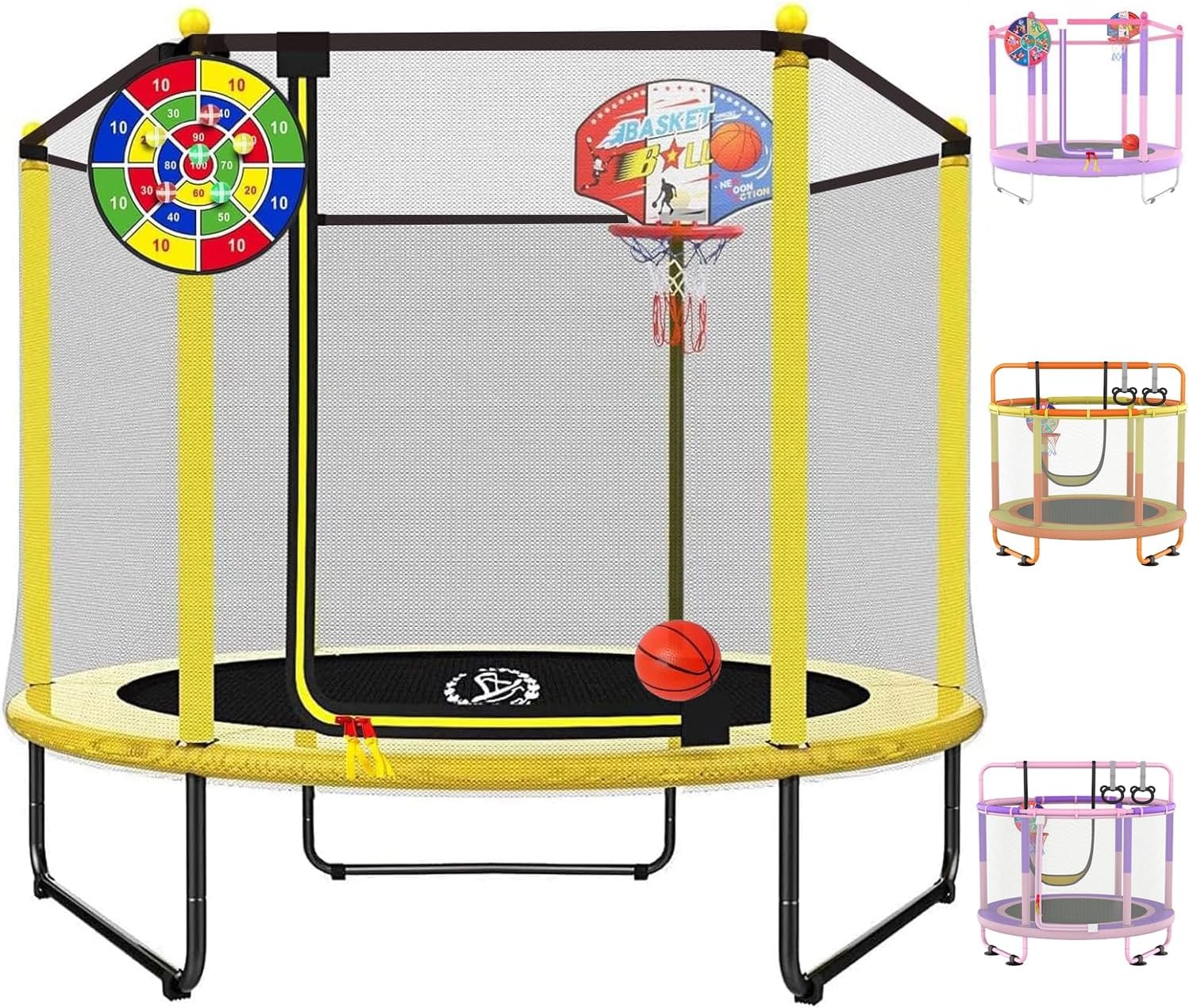 LANGXUN 60" Trampoline for Kids, 5ft Mini Toddler Indoor & Outdoor Trampoline wi...