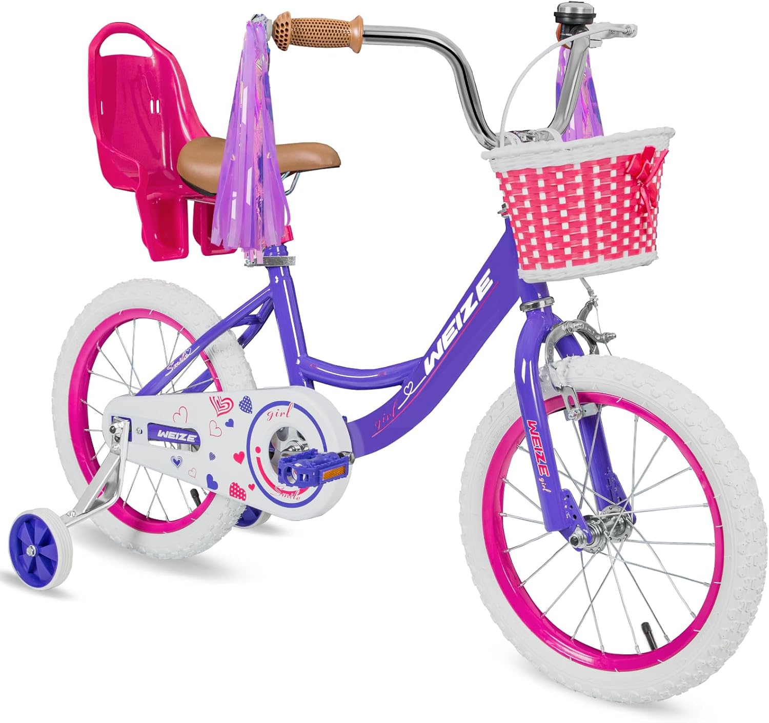 WEIZE Girls Bike for 3-12 Years Old Kids, 14 16 20 Inch Kids Bike with Training...