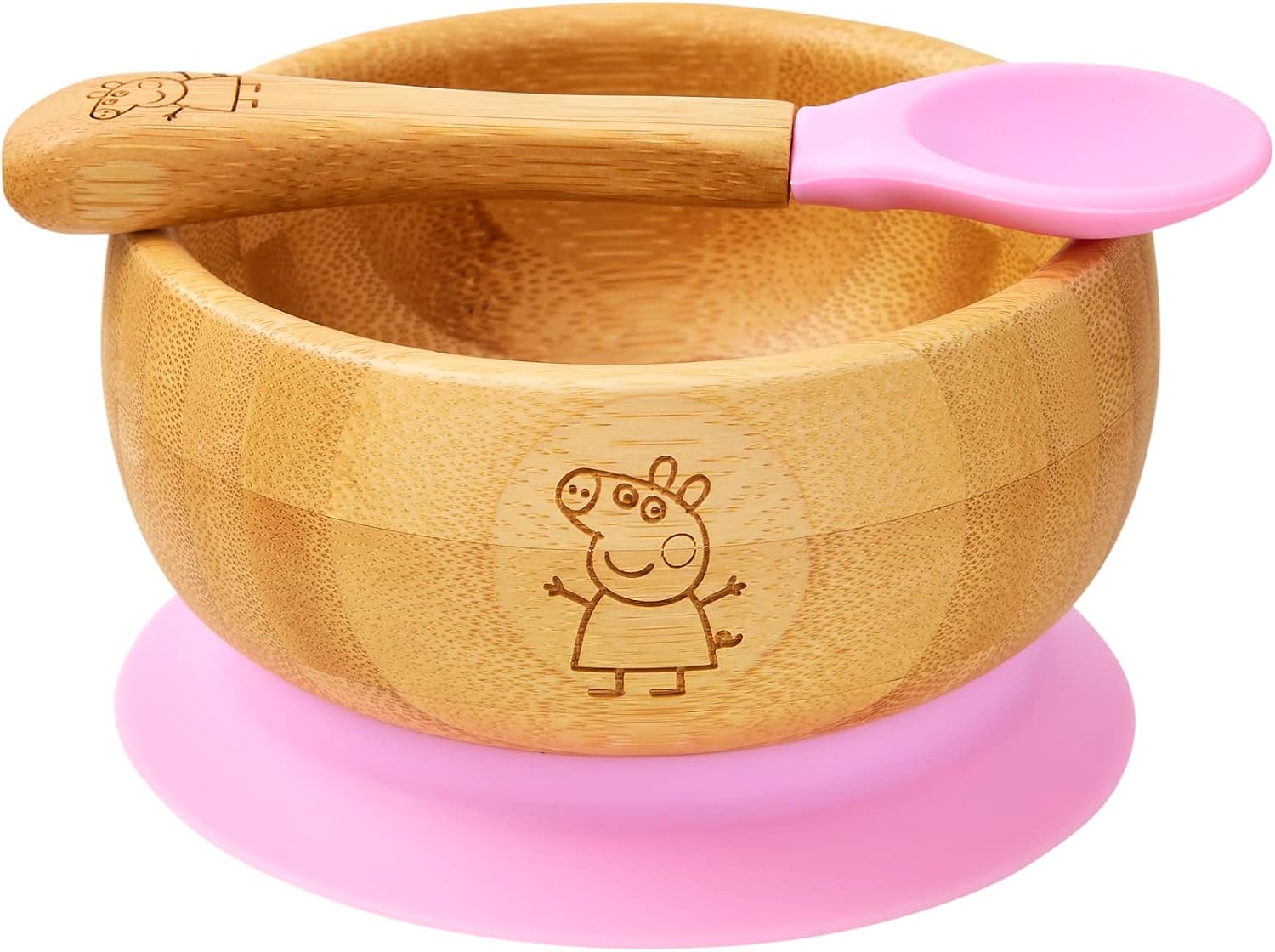 bamboo bamboo X Peppa Pig Baby Bowl and Spoon Set, Baby Bowls for Weaning, Baby...
