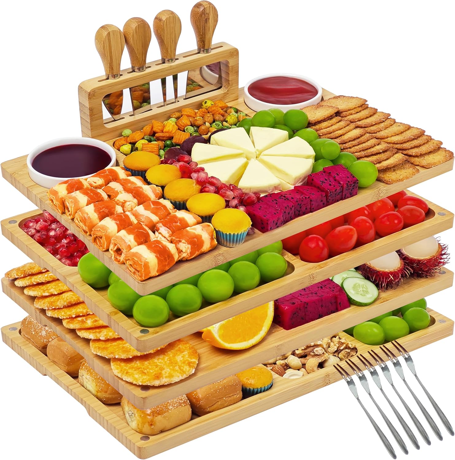 CENBOSS Set of 4 Charcuterie Boards, Cheese Boards Gift Set, Cheese Serving Tray...