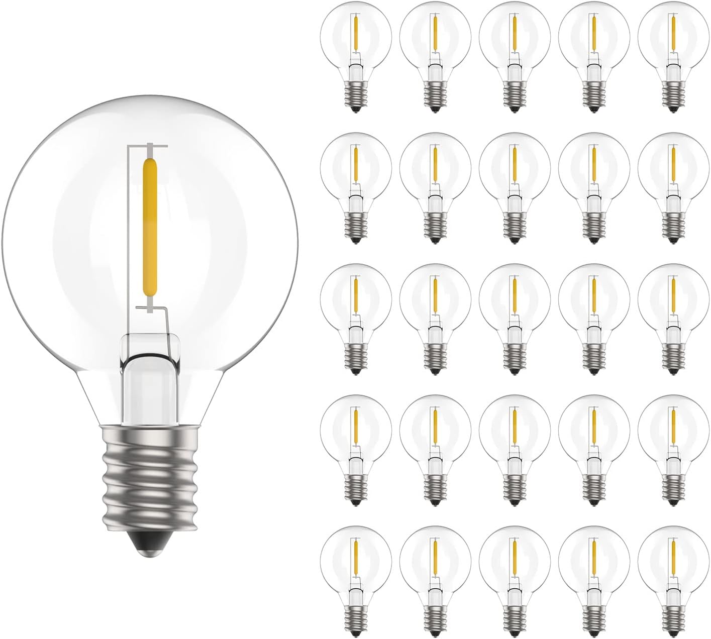 Svater 25 Pack E12 LED Bulbs 1W G40 Plastic Bulbs Replacement for String Lights...