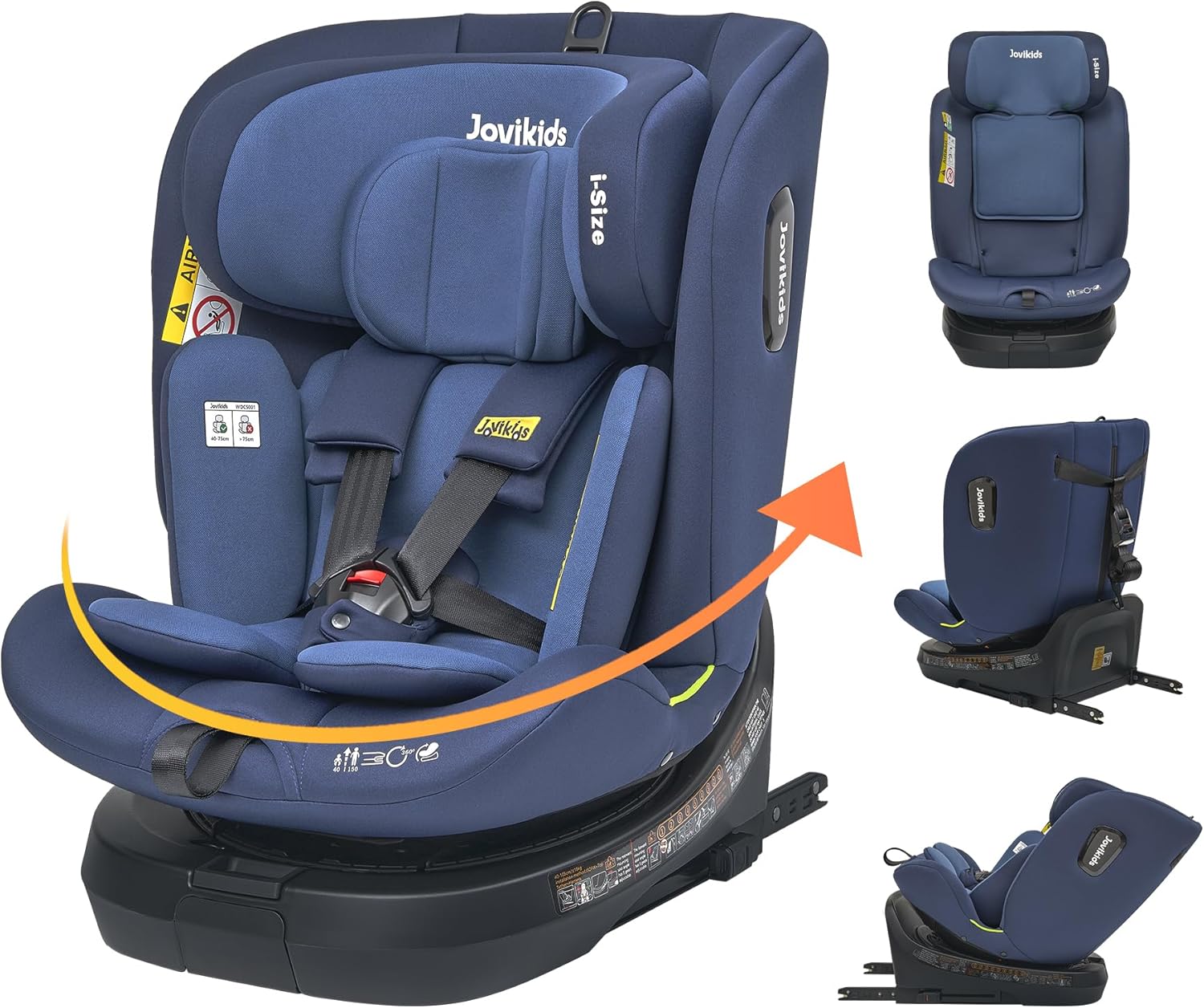 Jovikids ISOFIX Car Seat 360° for 40-150cm Baby Children, Rotating Car Seat for...