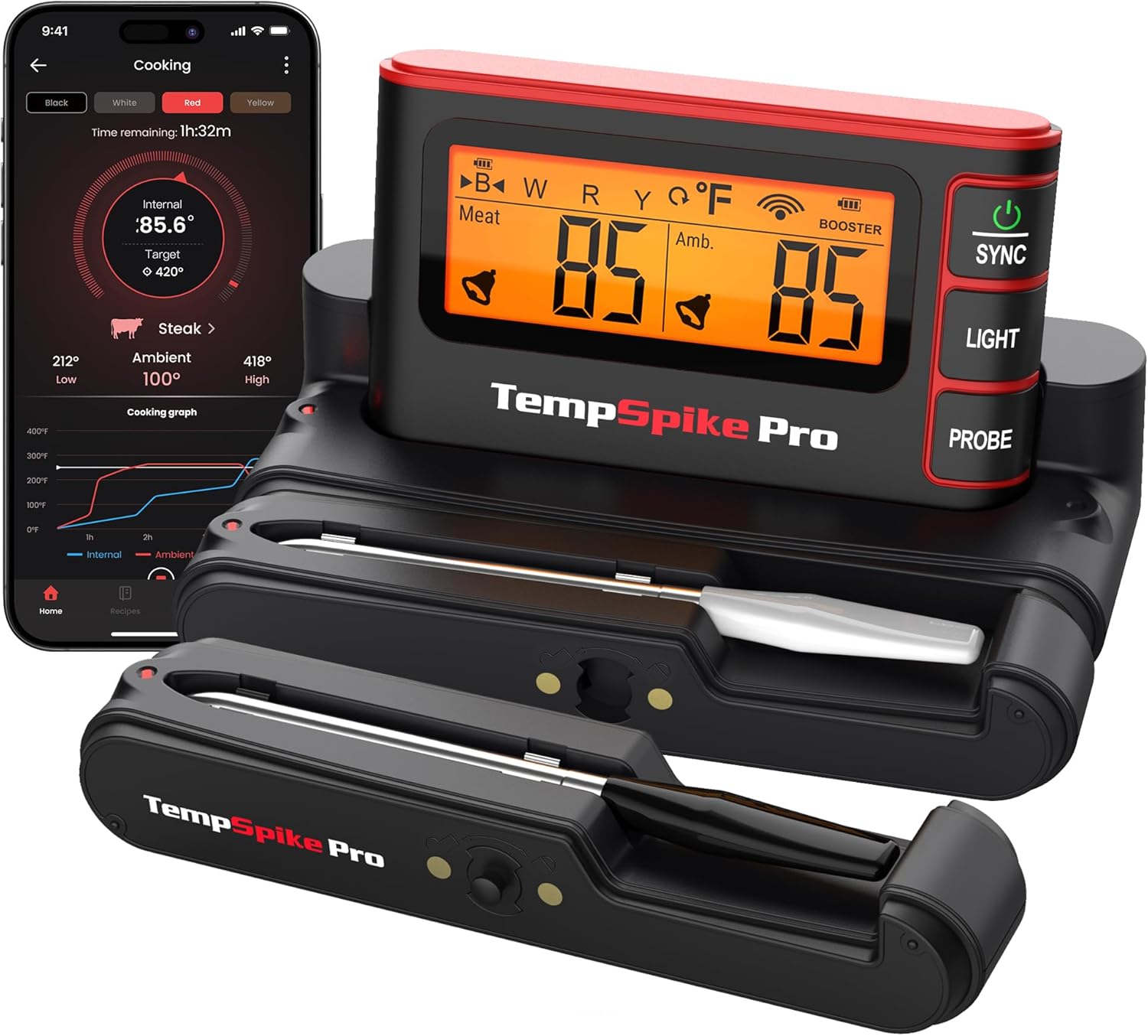 TempSpike Bluetooth Wireless Meat Thermometer Digital,WiFi Unlimited Range,Detac...
