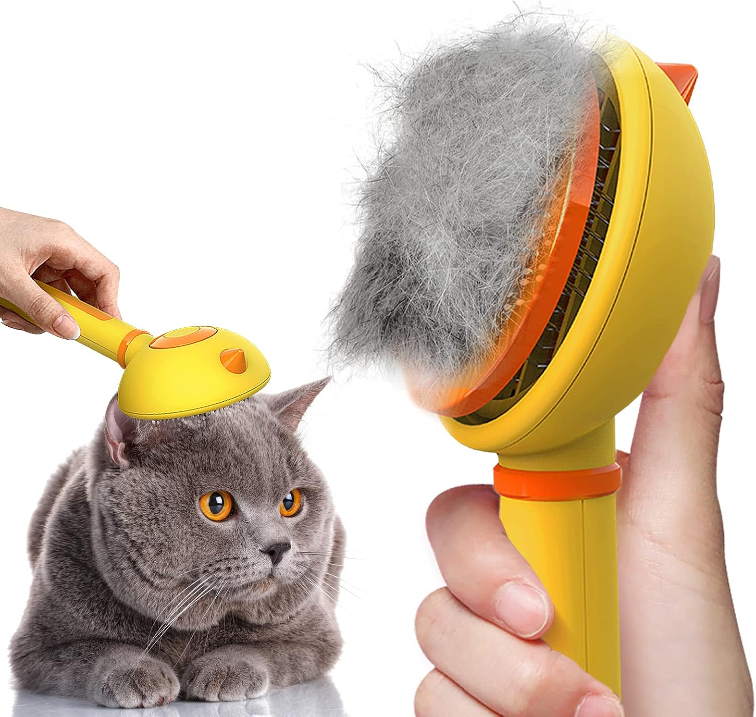 Cat Brush with Release Button for Indoor Cats,Cat Grooming Brush for Long or Sho...