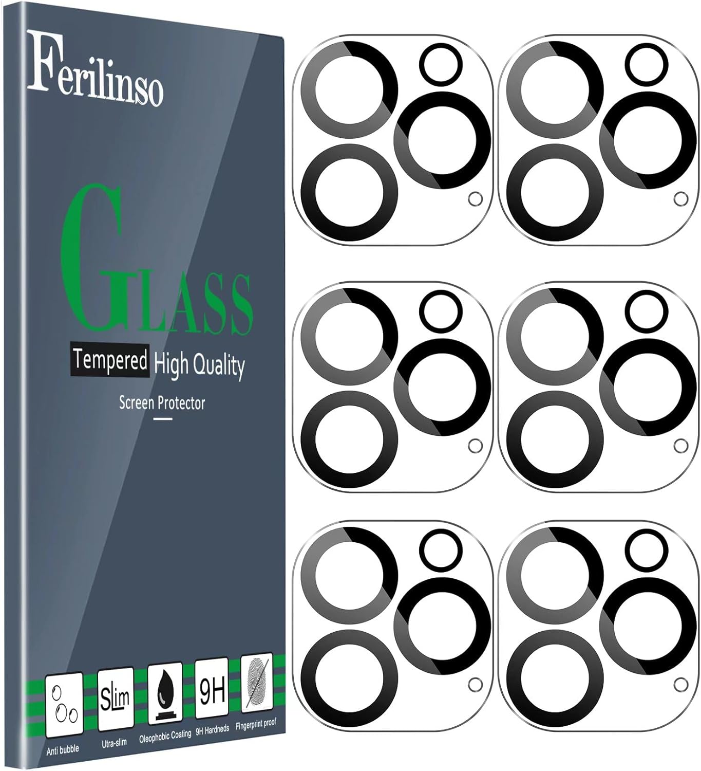 Ferilinso 6 Pack Camera Lens Protector for iPhone 16 Pro Max/iPhone 16 Pro [Phon...