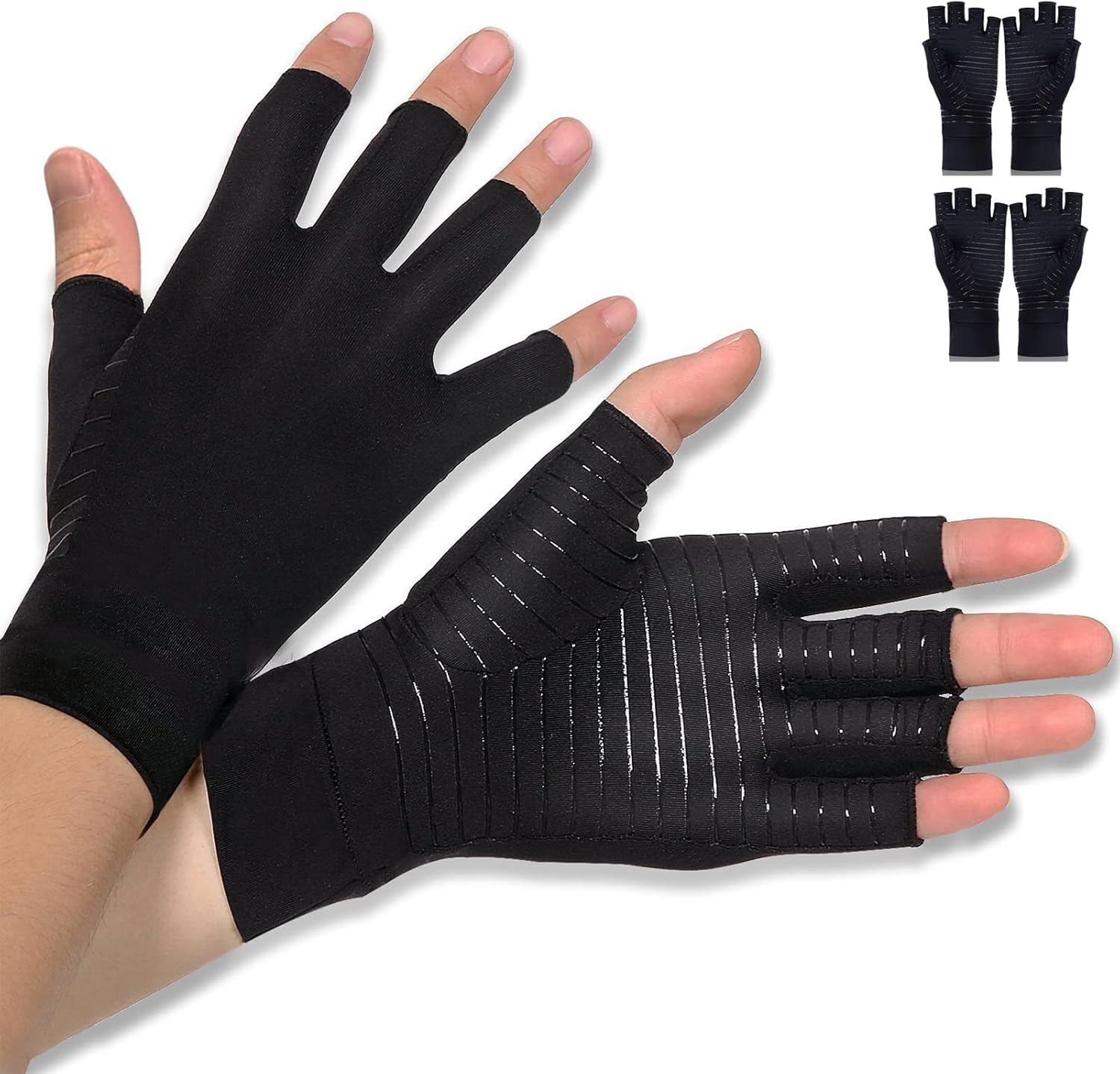Donfri Copper infused Arthritis Gloves Fingerless Compression Gloves for Women M...