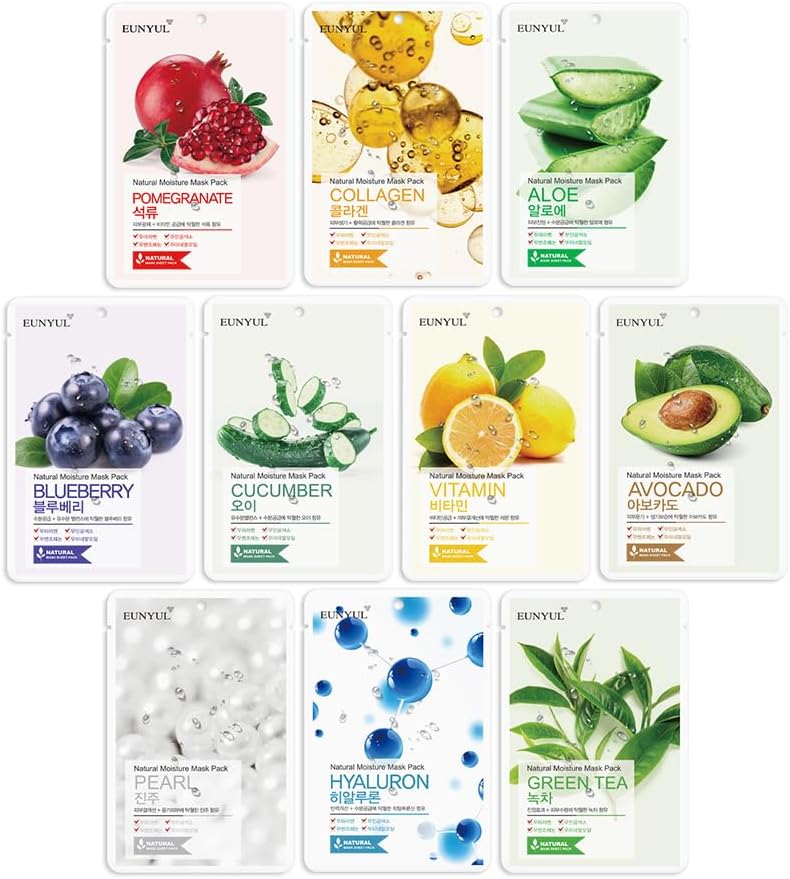 [PACK OF 10] EUNYUL Natural Sheet Mask Pack 10 types Korean Skincare Facial Mask...