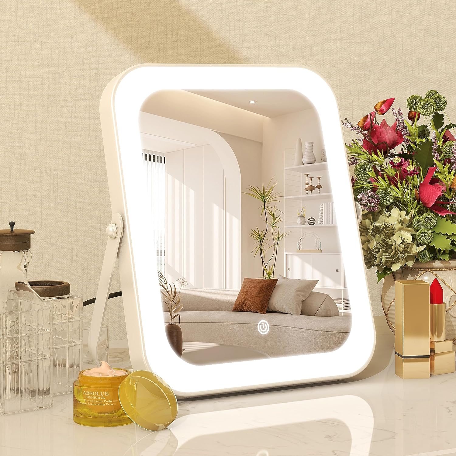 8"x10" Lighted Vanity Mirror, Makeup Mirror with Light, Dimmable Touch Screen, P...