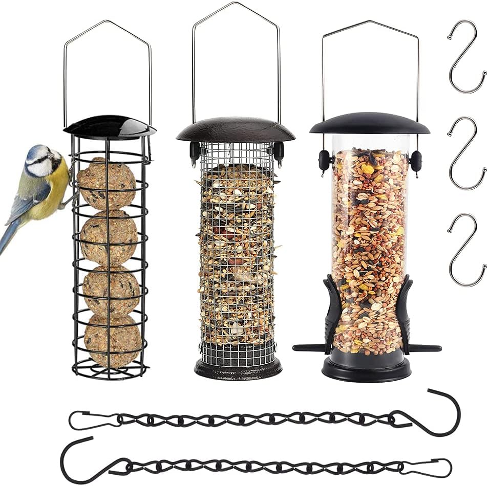 Bird Feeders Hanging,Wild Birds Feeders Mesh Feeding Stations with Steel Hooks H...