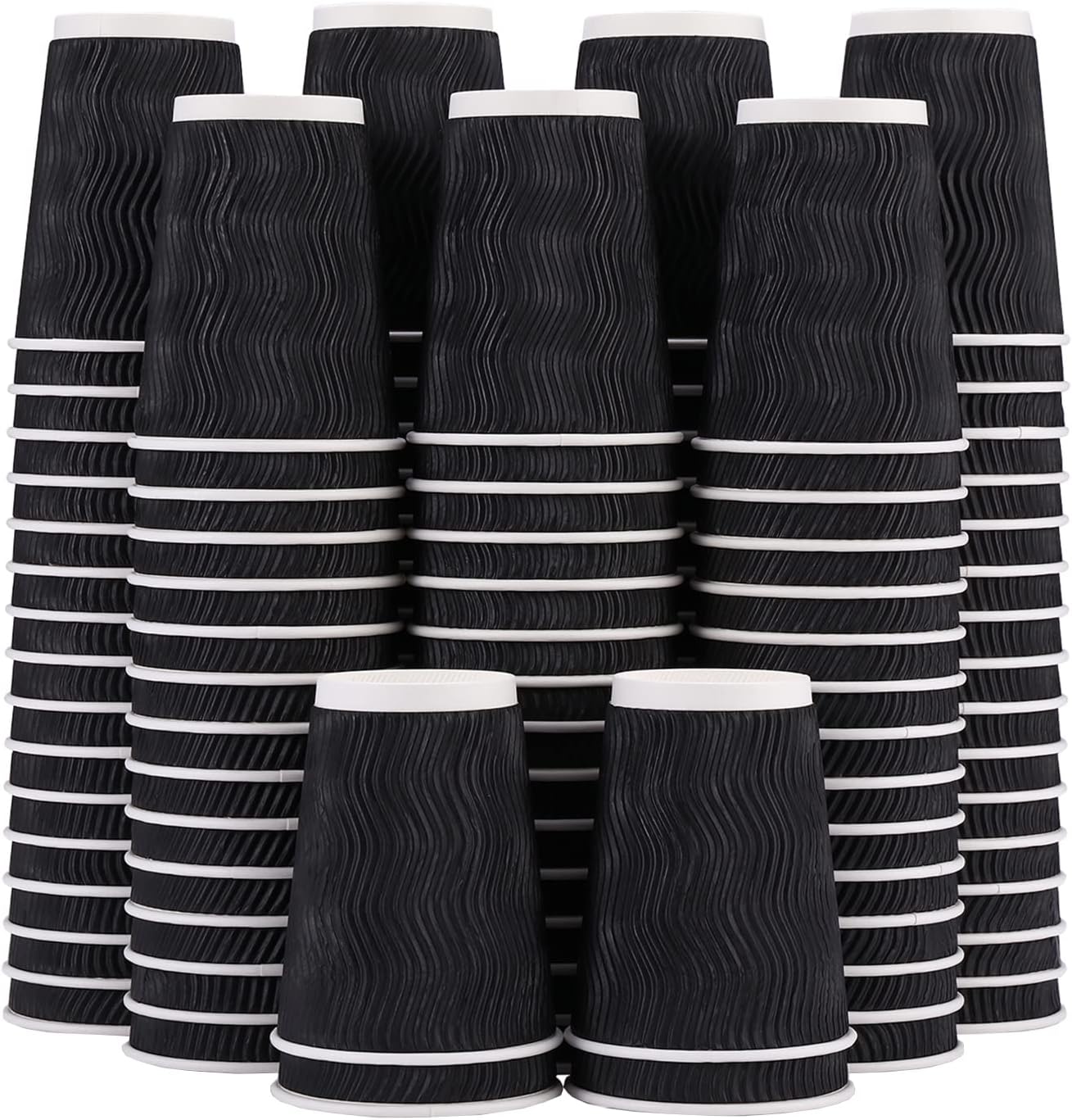 Lamosi 12 oz Disposable Coffee Cups - 120 Pack, Insulated Corrugated Paper Cups...