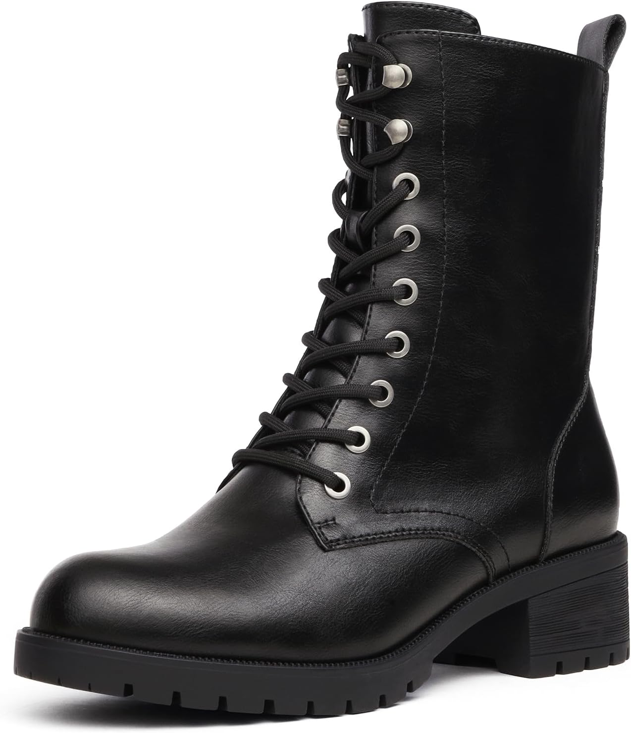 DREAM PAIRS Lace-up Combat Boots Mid-calf Military Winter Boot for Women 9 Black...