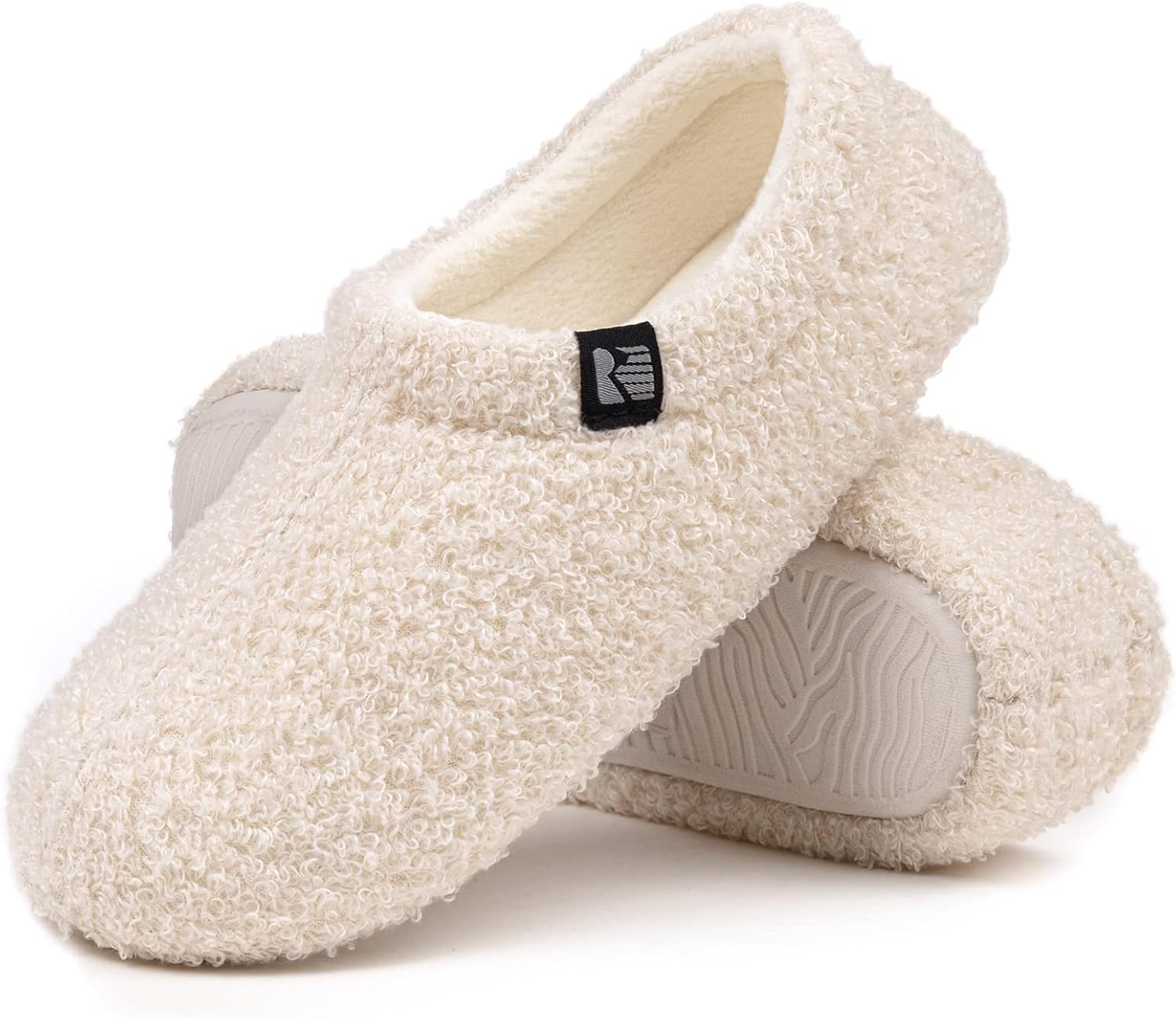 RockDove Women's Teddy Fleece Closed Back Indoor Slipper 7-8 Off-white