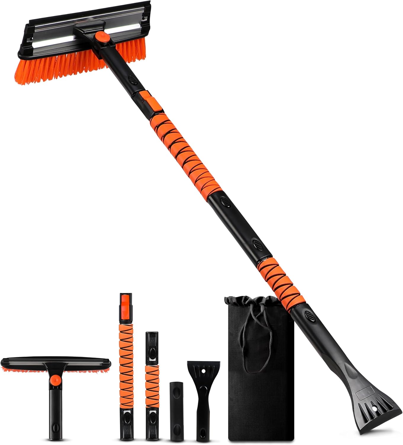 EcoNour 47" Extendable Snow Brush and Ice Scraper with 270° Pivoting Squeegee |...