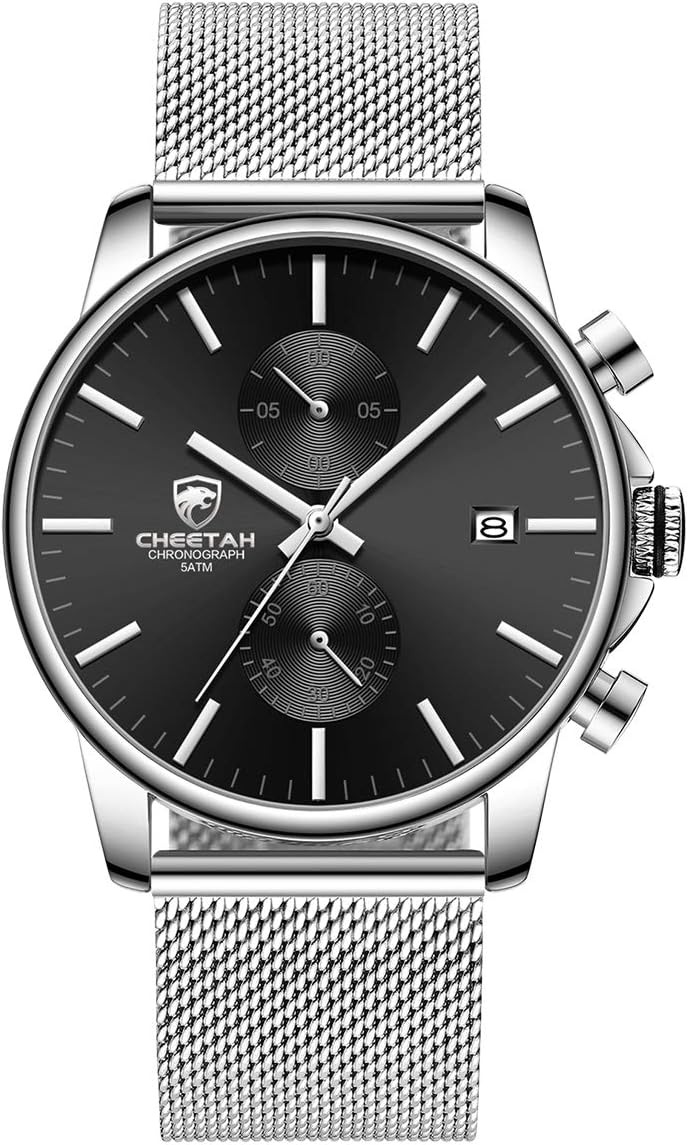 GOLDEN HOUR Mens Watch Fashion Sleek Minimalist Quartz Analog Mesh Stainless Ste...