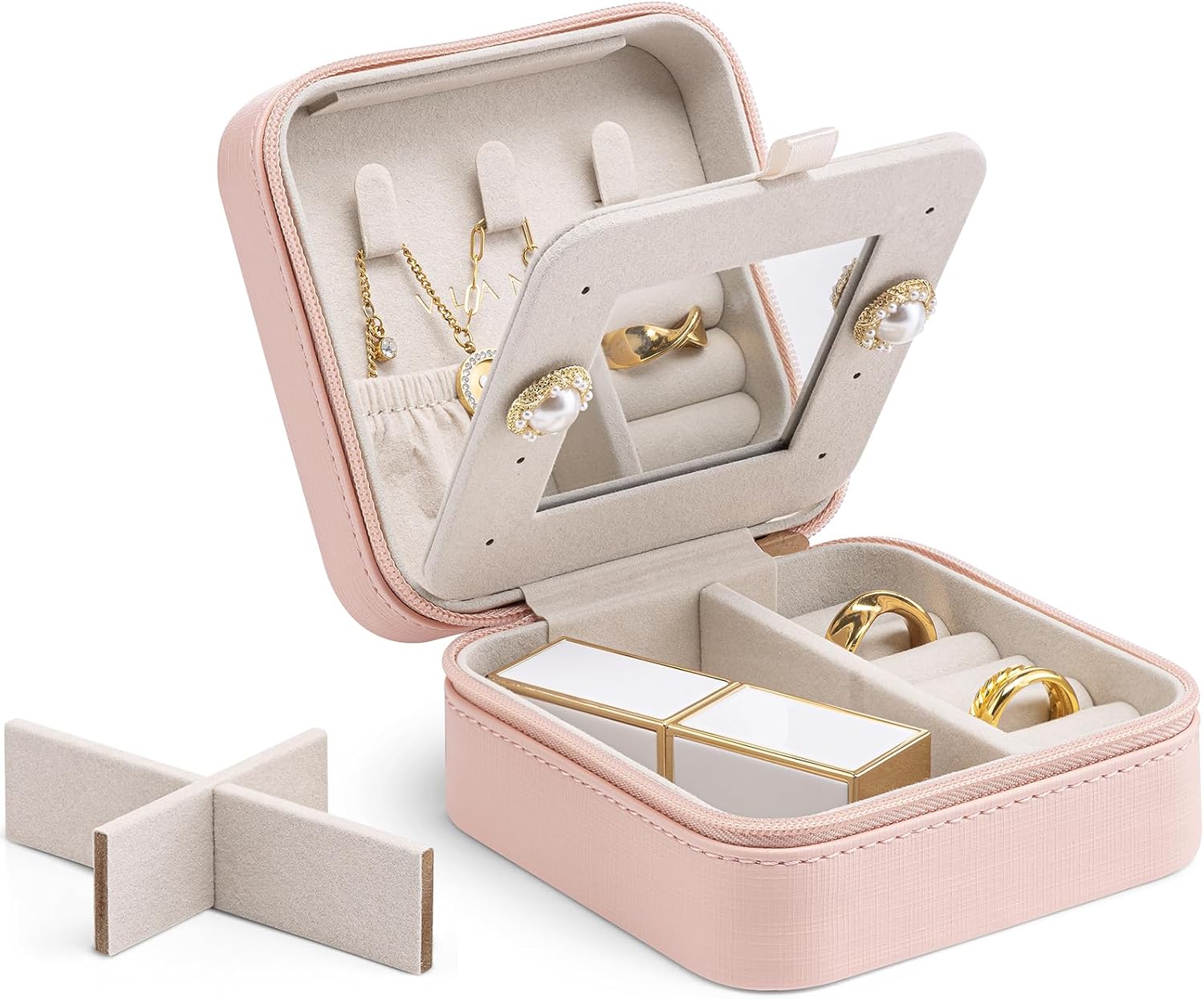 Vlando Small Faux Leather Travel Jewellery Box Organizer Display Storage Case fo...