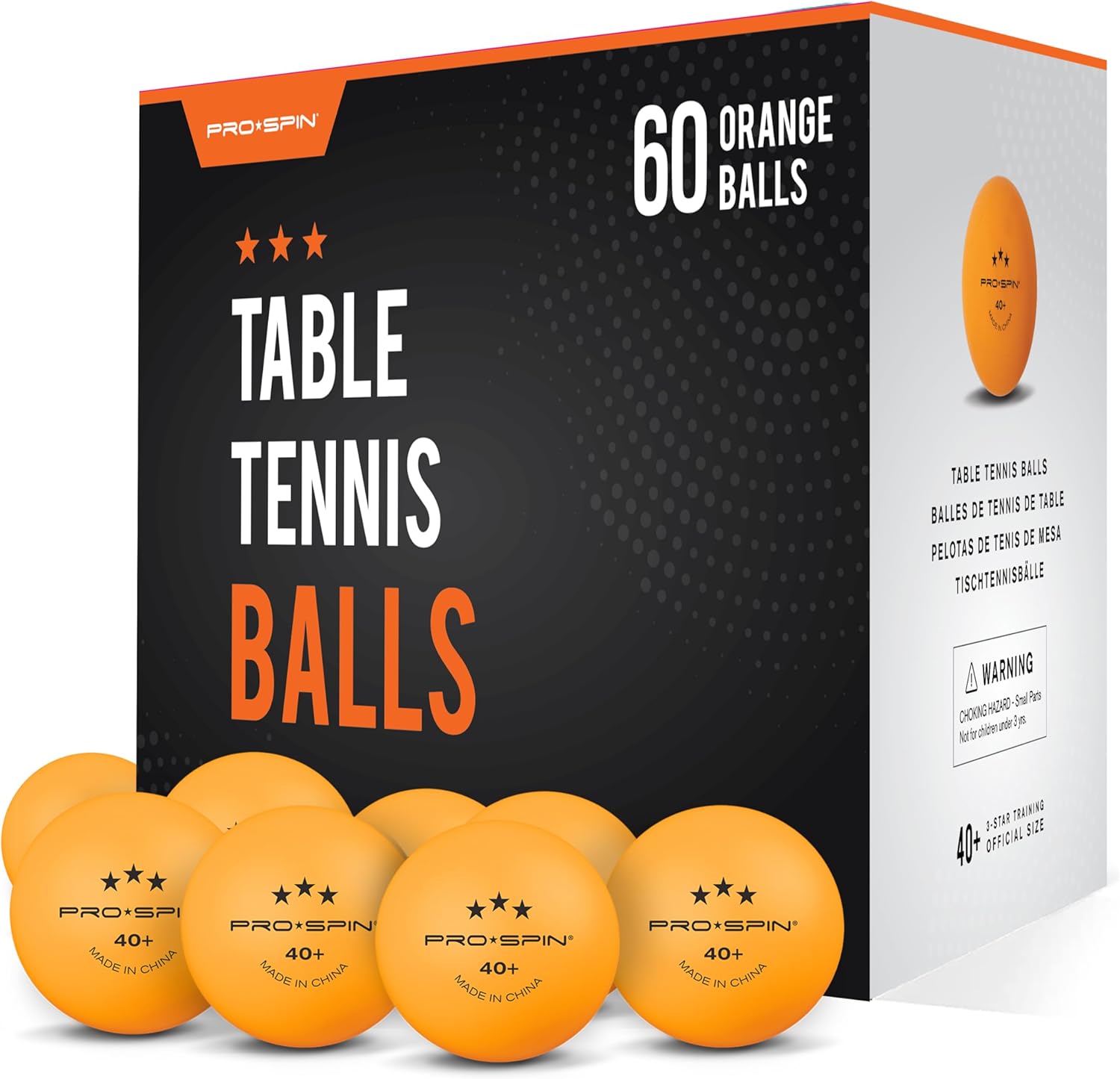 PRO SPIN Ping Pong Balls - Orange 3-Star 40+ Table Tennis Balls | High-Performan...