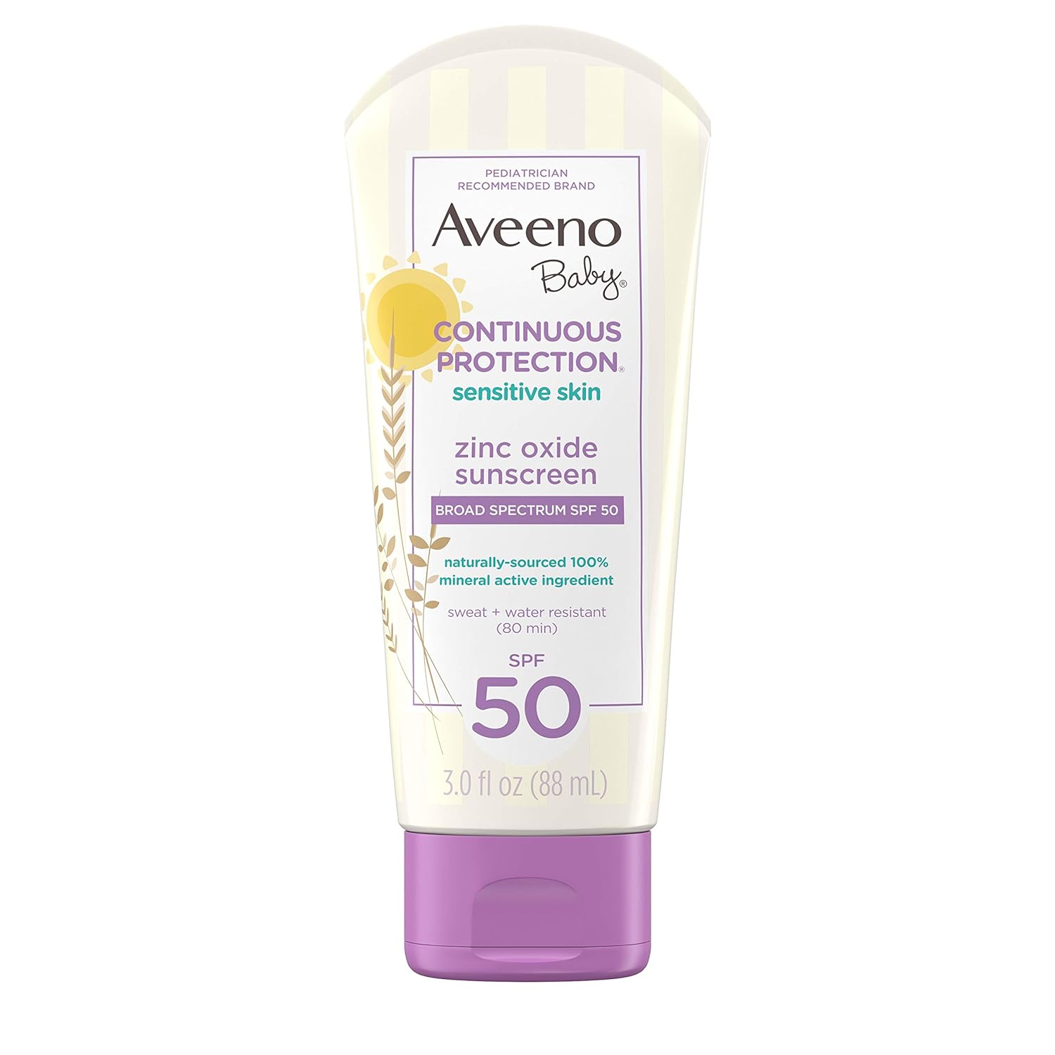 Aveeno Baby Continuous Protection Zinc Oxide Mineral Sunscreen Lotion for Sensit...