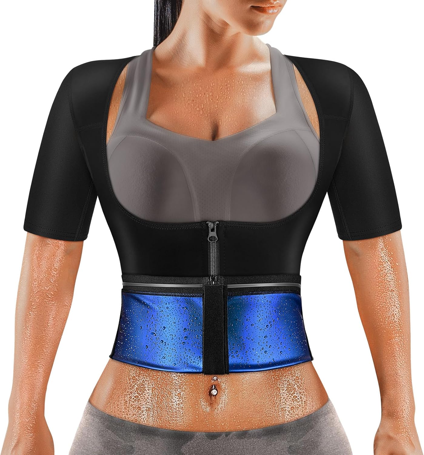 MATKAO Sauna Suit for Women Weight Loss Sauna Shirt for Women Sweat Suit Waist T...