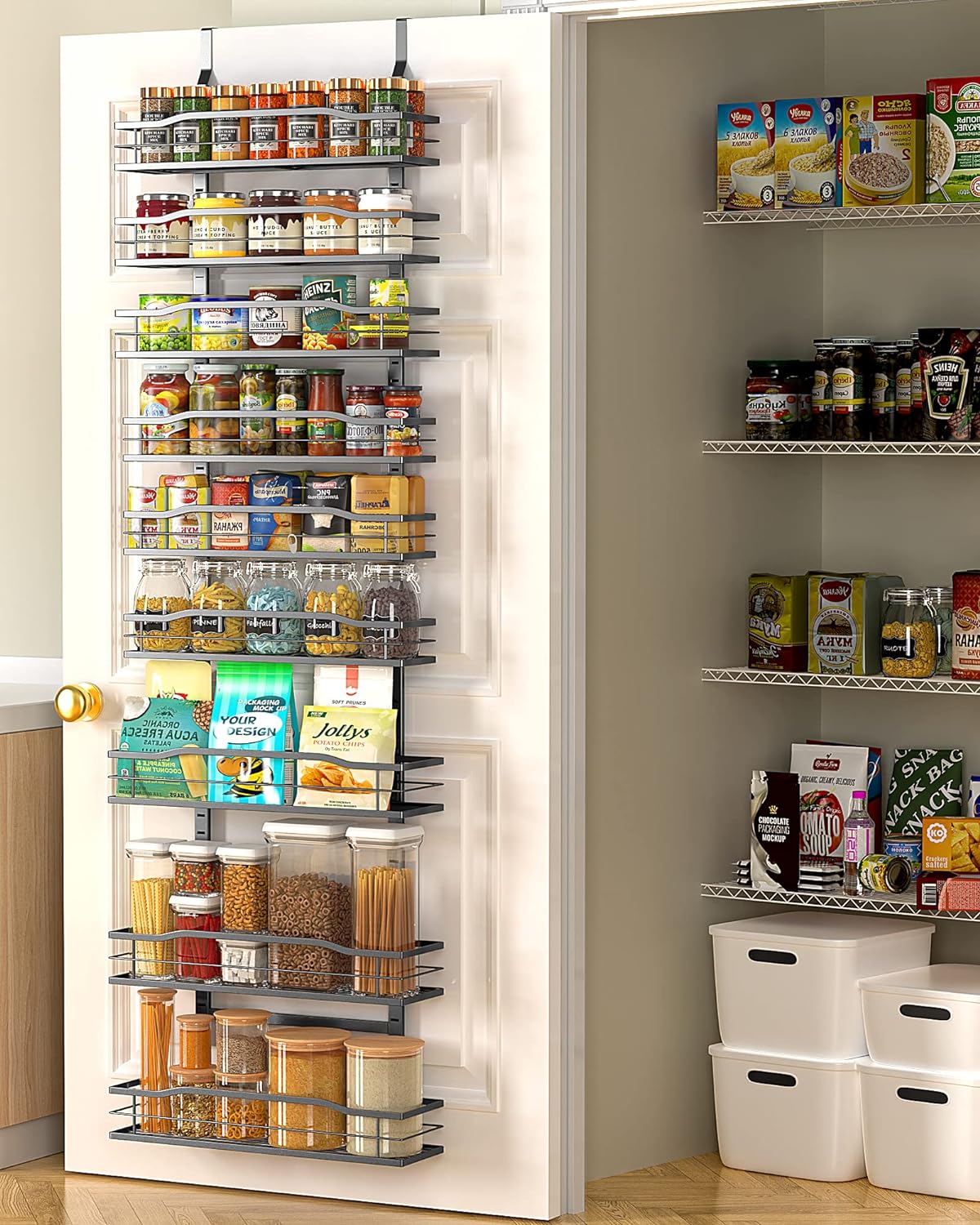 Moforoco 9-Tier Over The Door Pantry Organizer, Pantry Organization and Storage,...