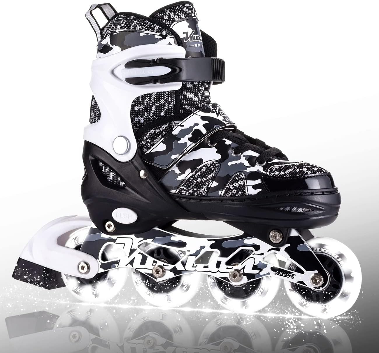 Kuxuan Boys Adjustable Inline Skates with Light up Wheels, Fun Illuminating Skat...