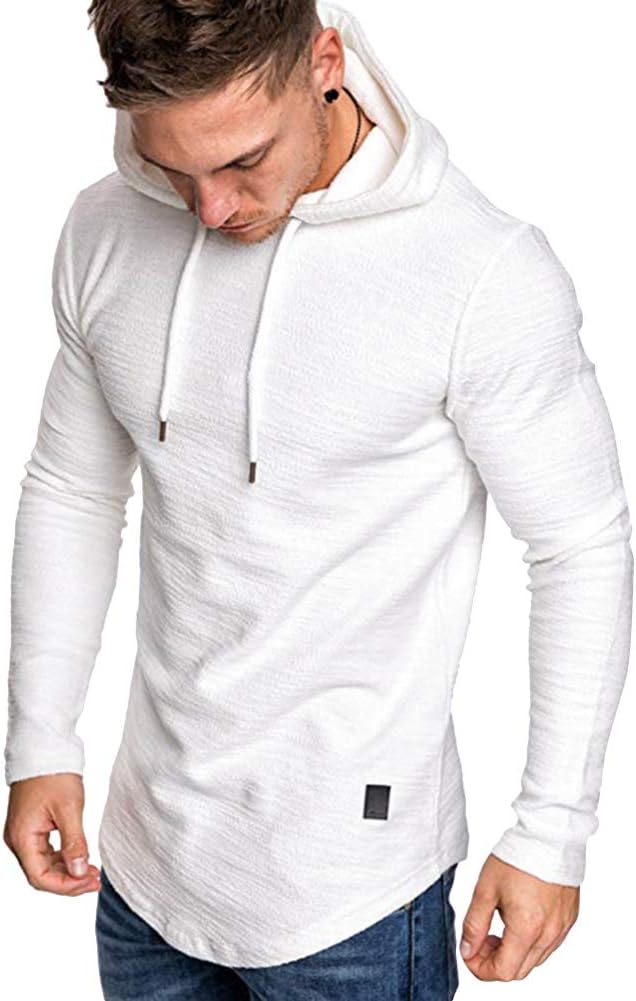 Lexiart Mens Fashion Athletic Hoodies Sport Sweatshirt Solid Color Fleece Pullov...