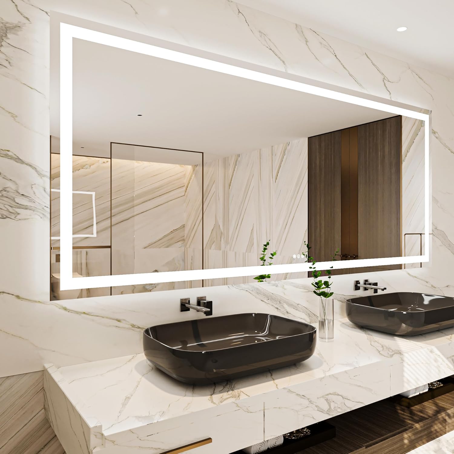 Hasipu Led Bathroom Mirror 84 X 40 Inch, Bathroom Mirror with Lights, Frontlit,...