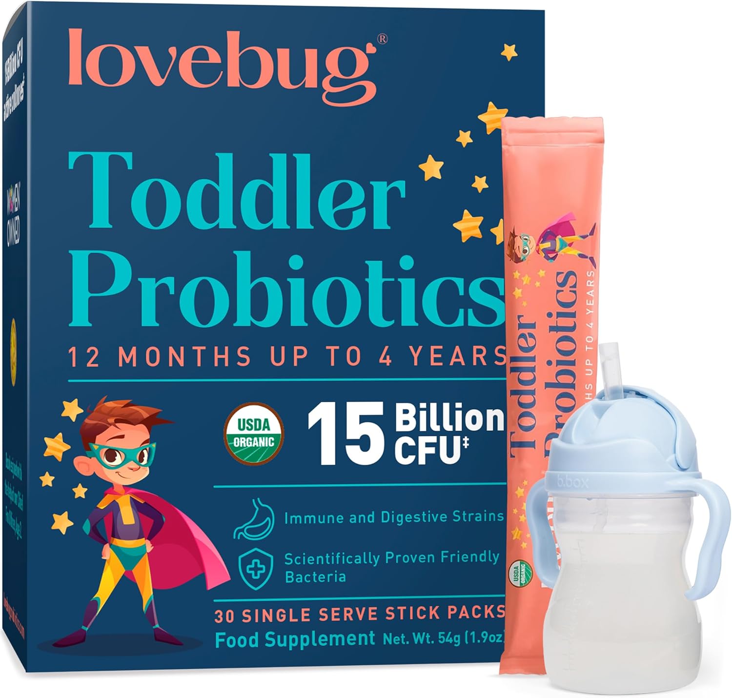 Lovebug Toddler Probiotics - Probiotic for Kids & Toddler Constipation Relief, S...