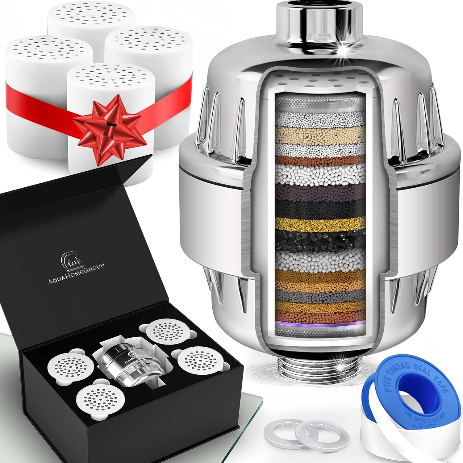 Shower Head Filter for Hard Water - 20 Stage+ 5 Replacement Cartridges - High Ou...