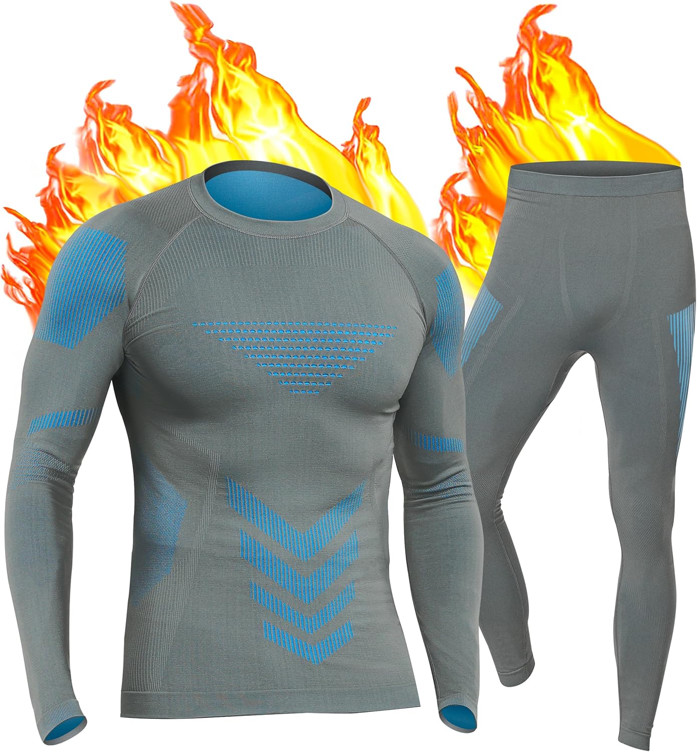 UNIQUEBELLA Mens Thermal Underwear Set Long Sleeve Tops Long Johns Thermal Base...