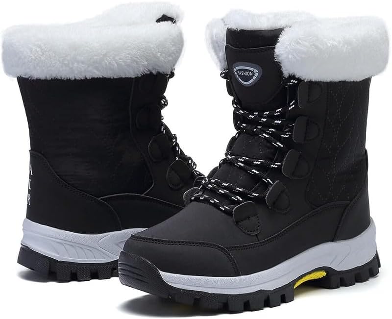 Maxome Snow Boots Womens Winter Boots Waterproof Fur Lined Ankle Boots Mid Calf...