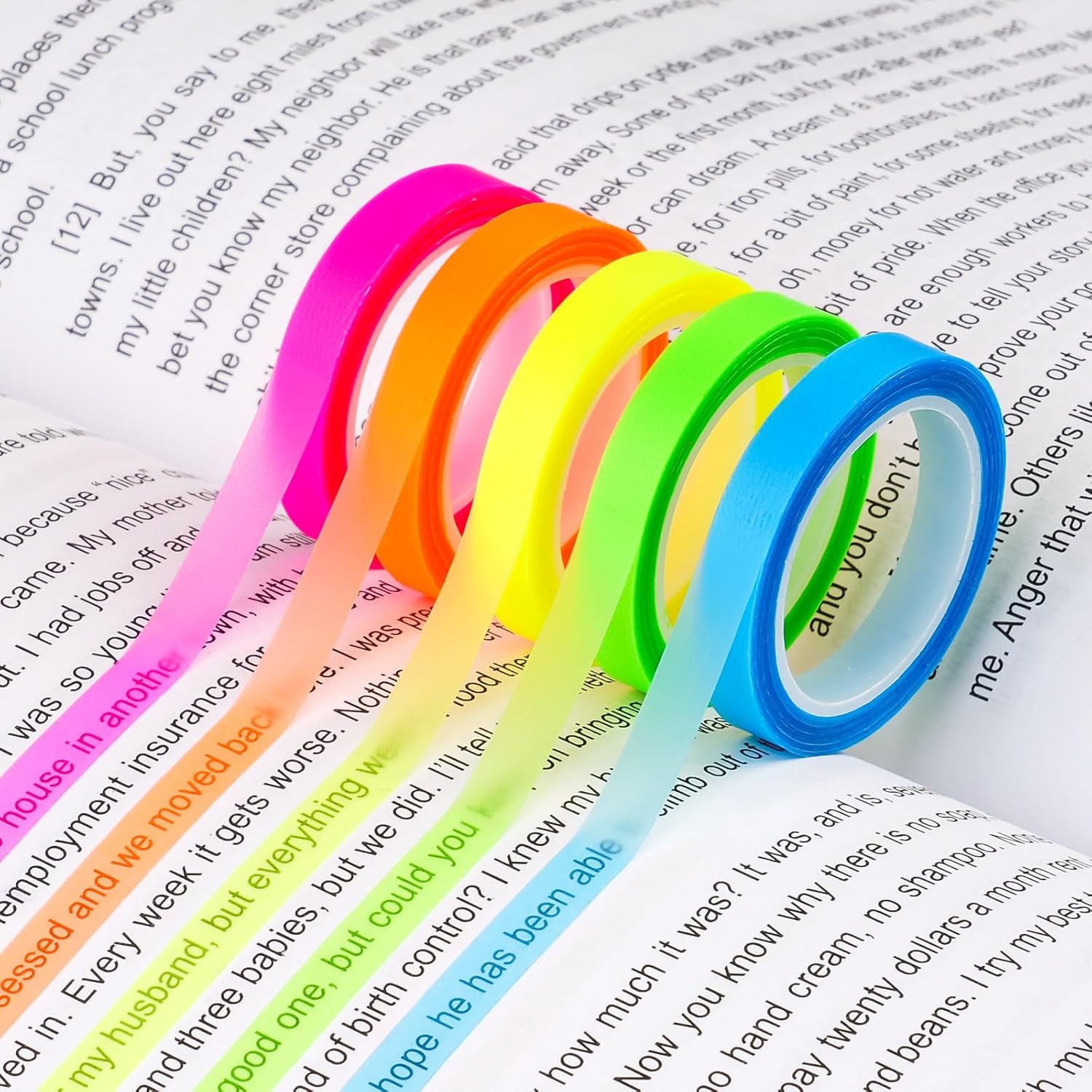Highlighter Tape, 10 Rolls Book Tabs, Transparent Sticky Notes, Bible Tabs, Clea...