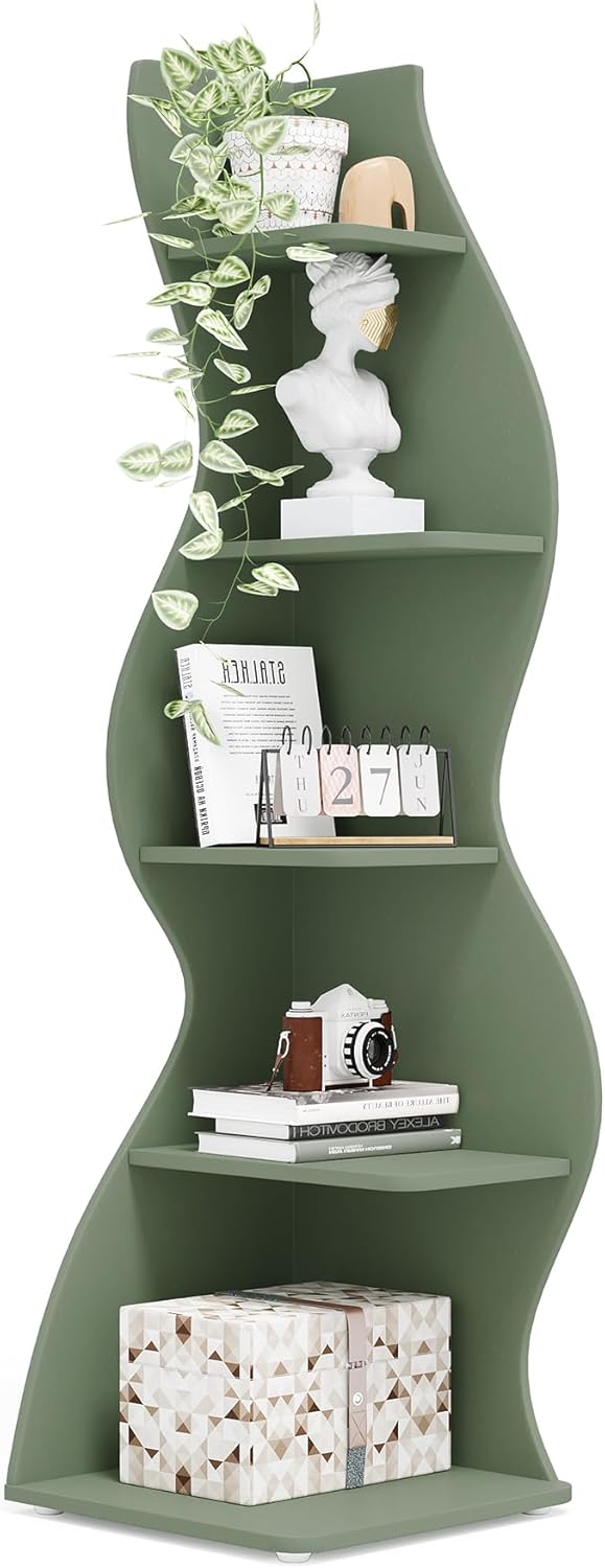 Tribesigns Corner Shelf, Modern 5-Tier Wall Corner Bookshelf, Stylish Corner Sma...