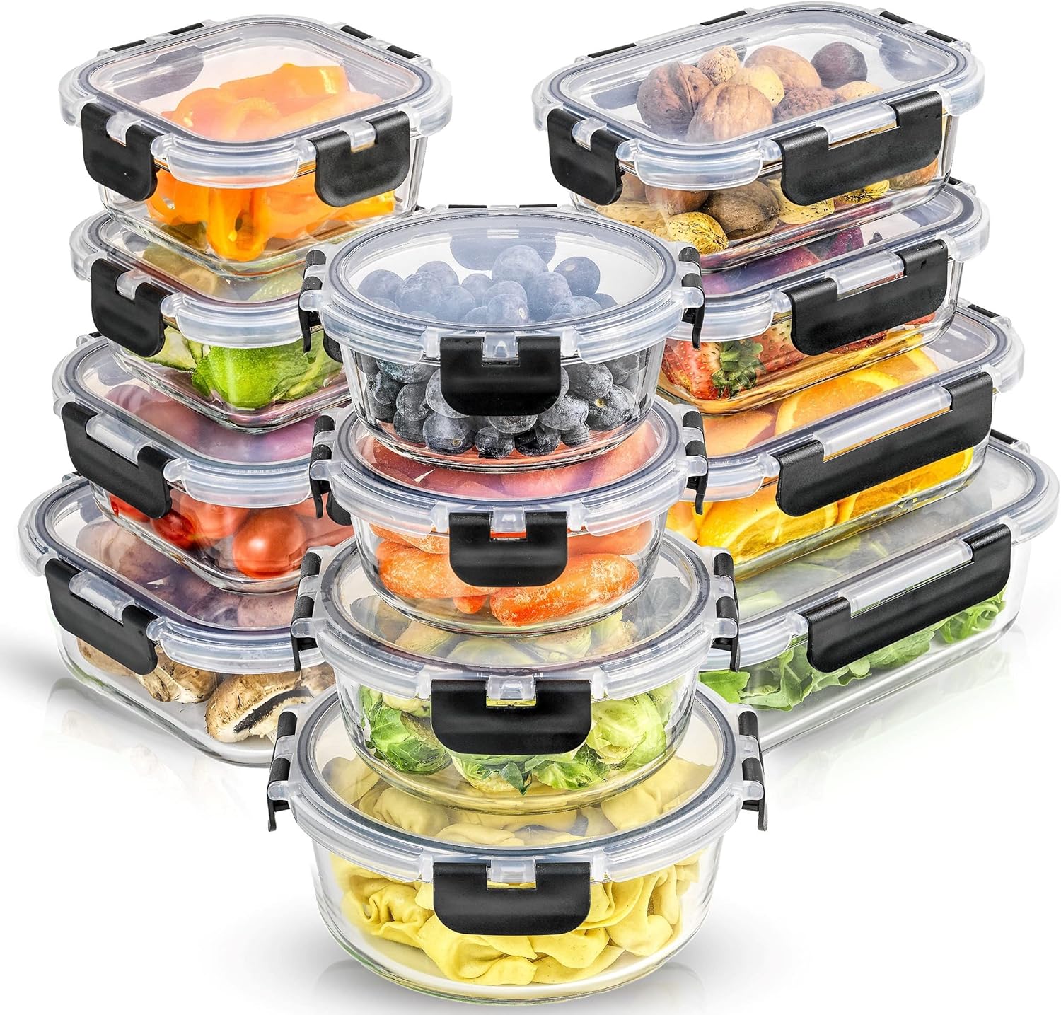 JoyJolt JoyFul 24pc(12 Airtight, Freezer Safe Food Storage Containers and 12 Lid...