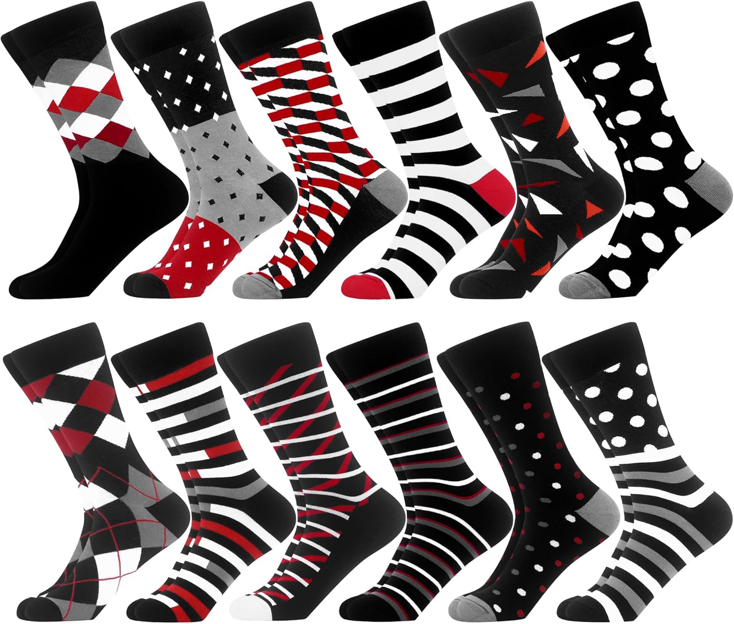WeciBor Mens Dress Colorful Novelty Funny Casual Combed Cotton Crew Socks 12 Pac...