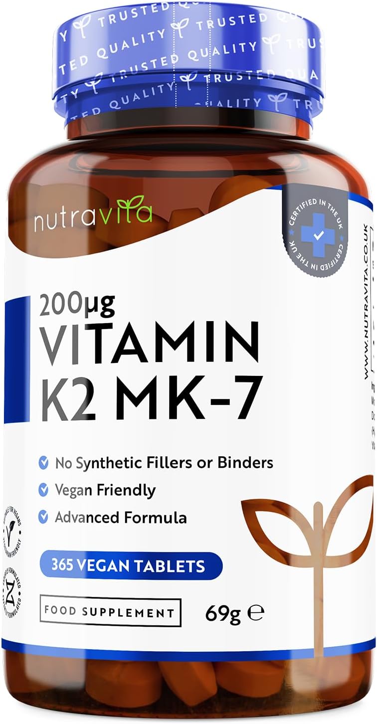 Vitamin K2 MK 7 200mcg - 1 Year Supply - 365 Vegan Micro Tablets (Not Capsules)...