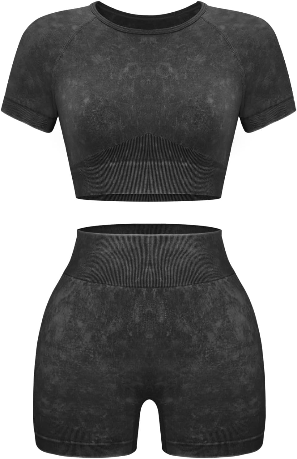 OLCHEE Womens Workout Sets 2 Piece - Seamless Acid Wash Yoga Outfits Shorts and...