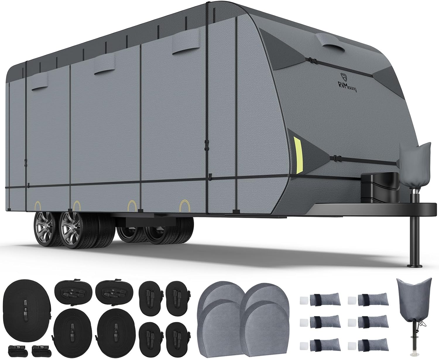7 Layers Top Heavy Duty RV Travel Trailer Cover for 28'7"-31'6", Windproof Rip-S...