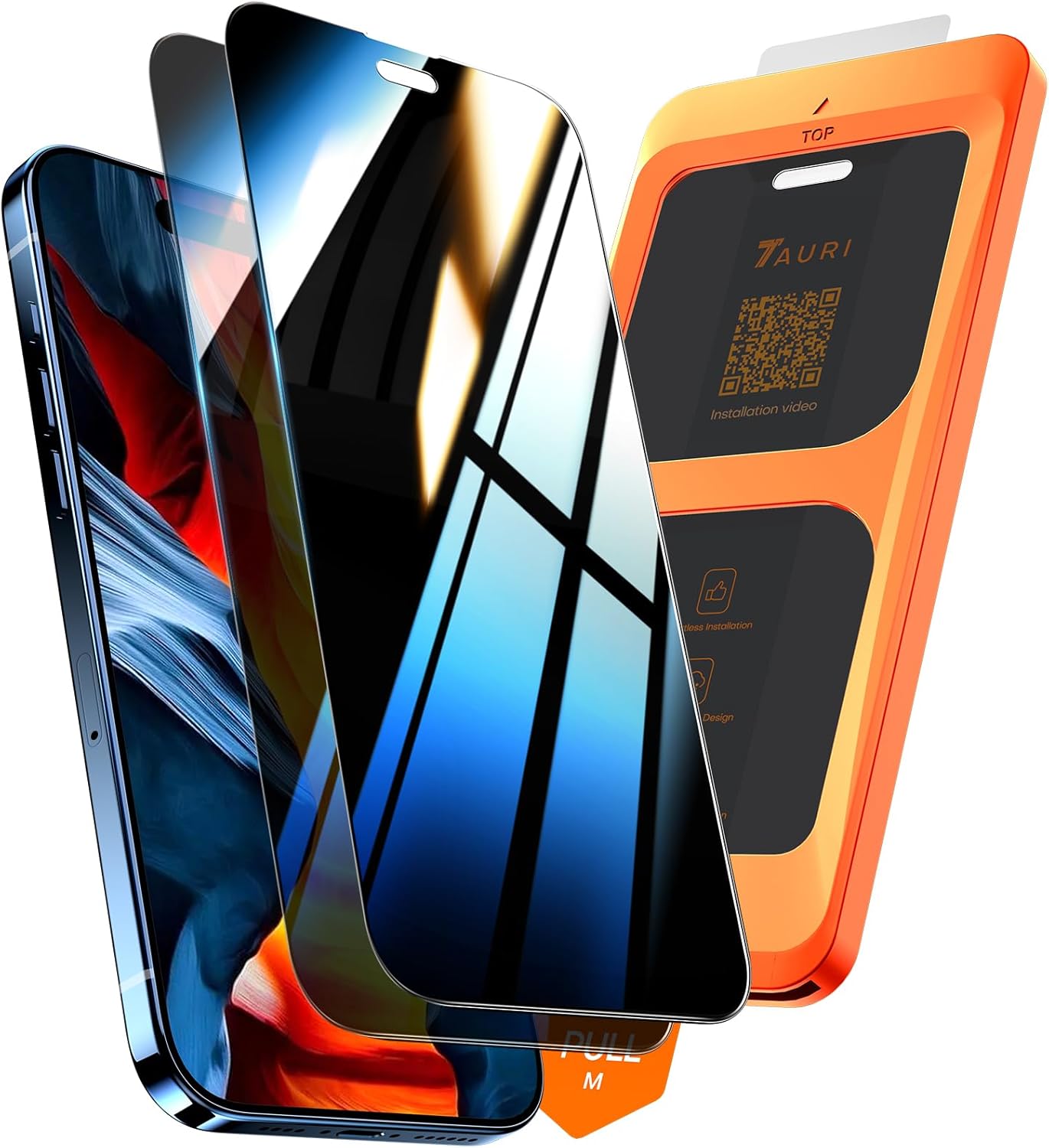 TAURI 3 in 1 Designed for iPhone 16 Pro Max Screen Protector Privacy, 2 Pack Pri...