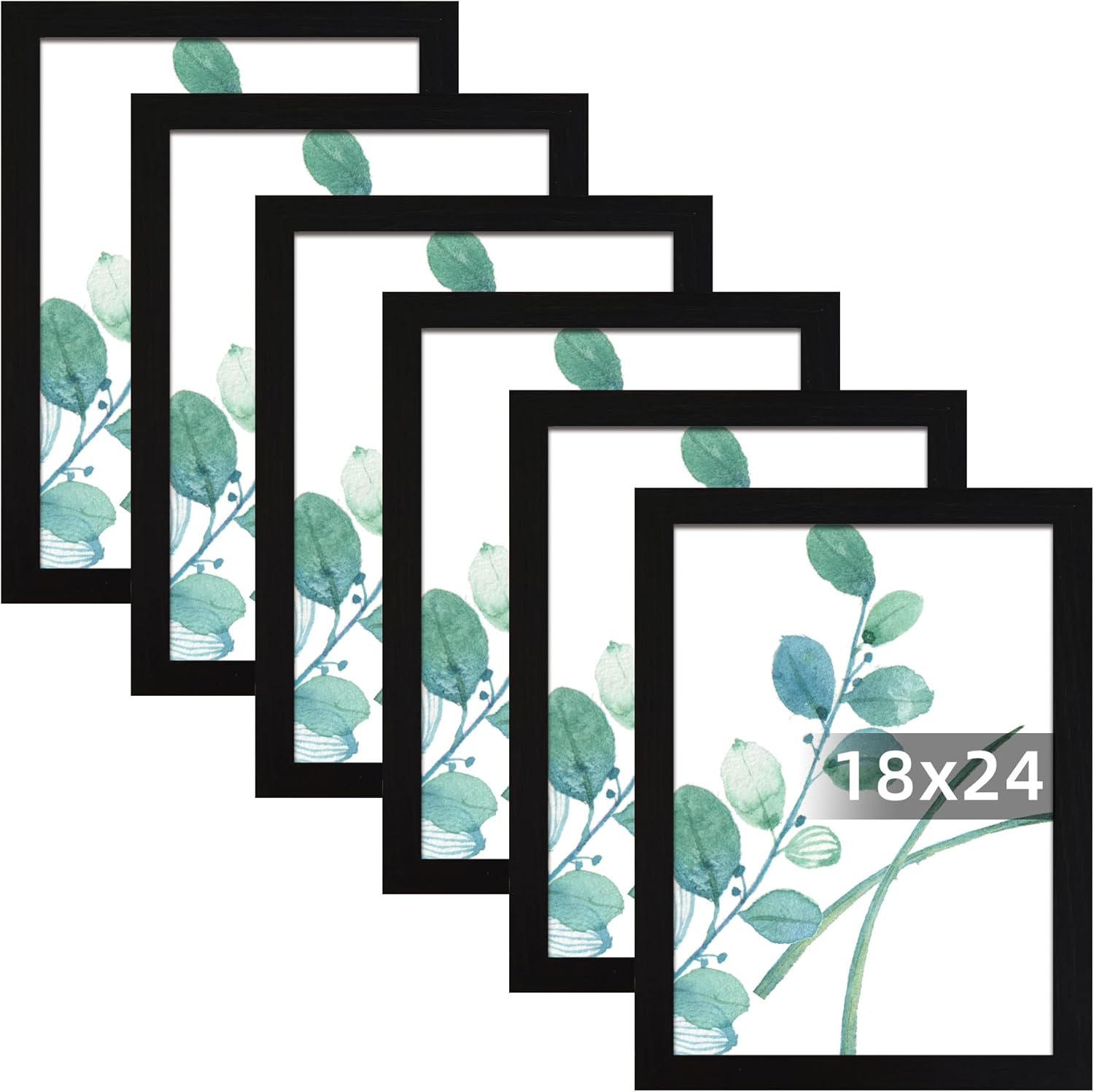SESEAT 18x24 Picture Frame Black Set of 6, Display Pictures 18x24 Without Mat fo...