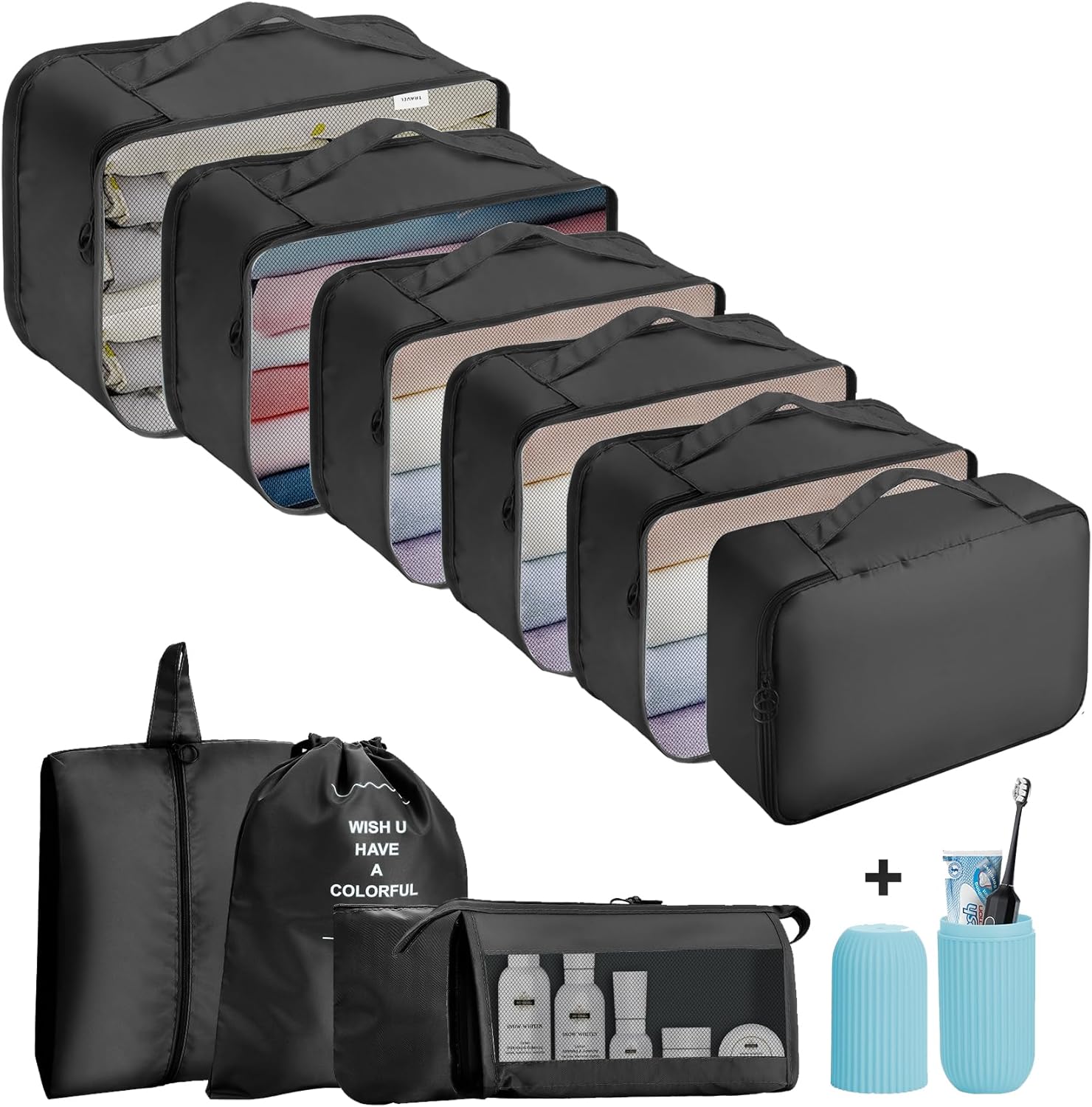 Jsdoin Packing Cubes for Suitcase,11 PCS Travel Luggage Packing Cubes for Backpa...