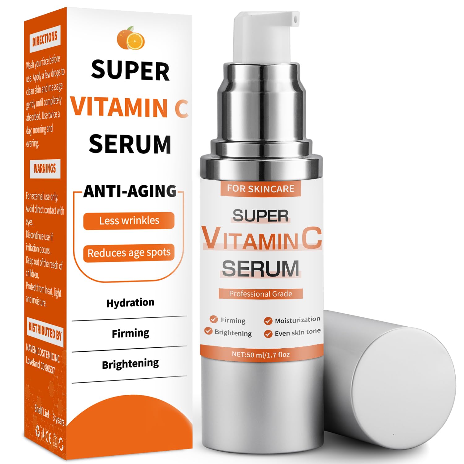 Vitamin C Serum for Face Wrinkle & Age Spots Reduction: All-In-One Hydrating Ant...