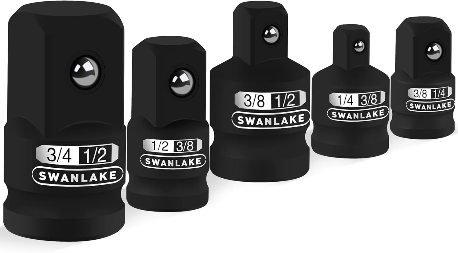 5-Piece Impact Adapter and Reducer Set, 1/2" to 3/8", 1/4" to 3/8", 3/8" to 1/4"...