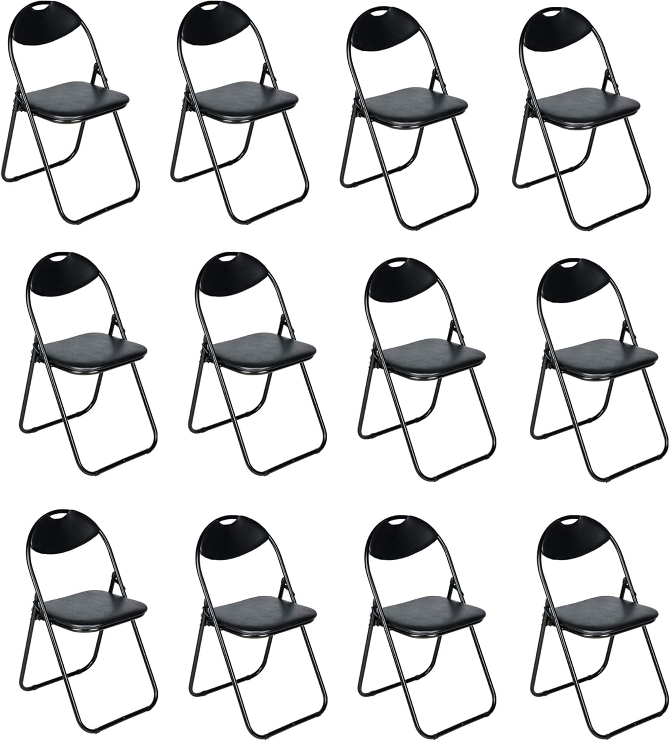 Nyxi Set of 12 X Folding Chair Padded Paris Faux Leather Chair Home Office Dinin...