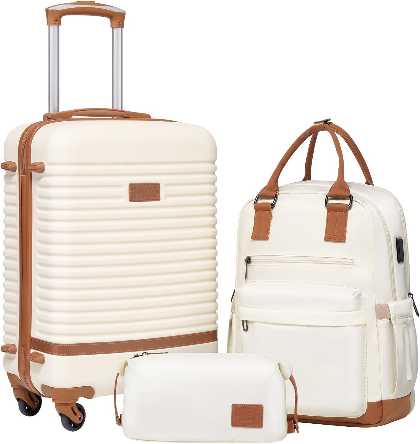 COOLIFE Suitcase Trolley Carry On Hand Cabin Luggage Hard Shell Travel Bag Light...