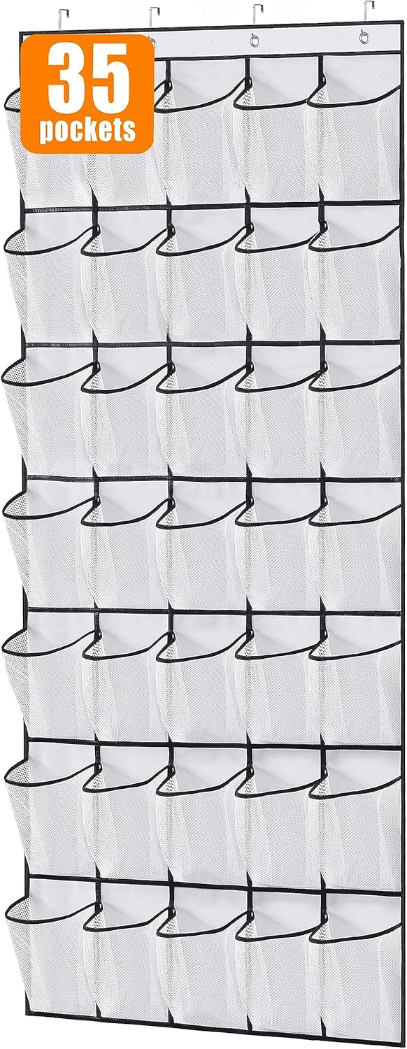 MISSLO 35 Large Pockets Over The Door Shoe Organizer Sturdy Oxford Fabric Hangin...