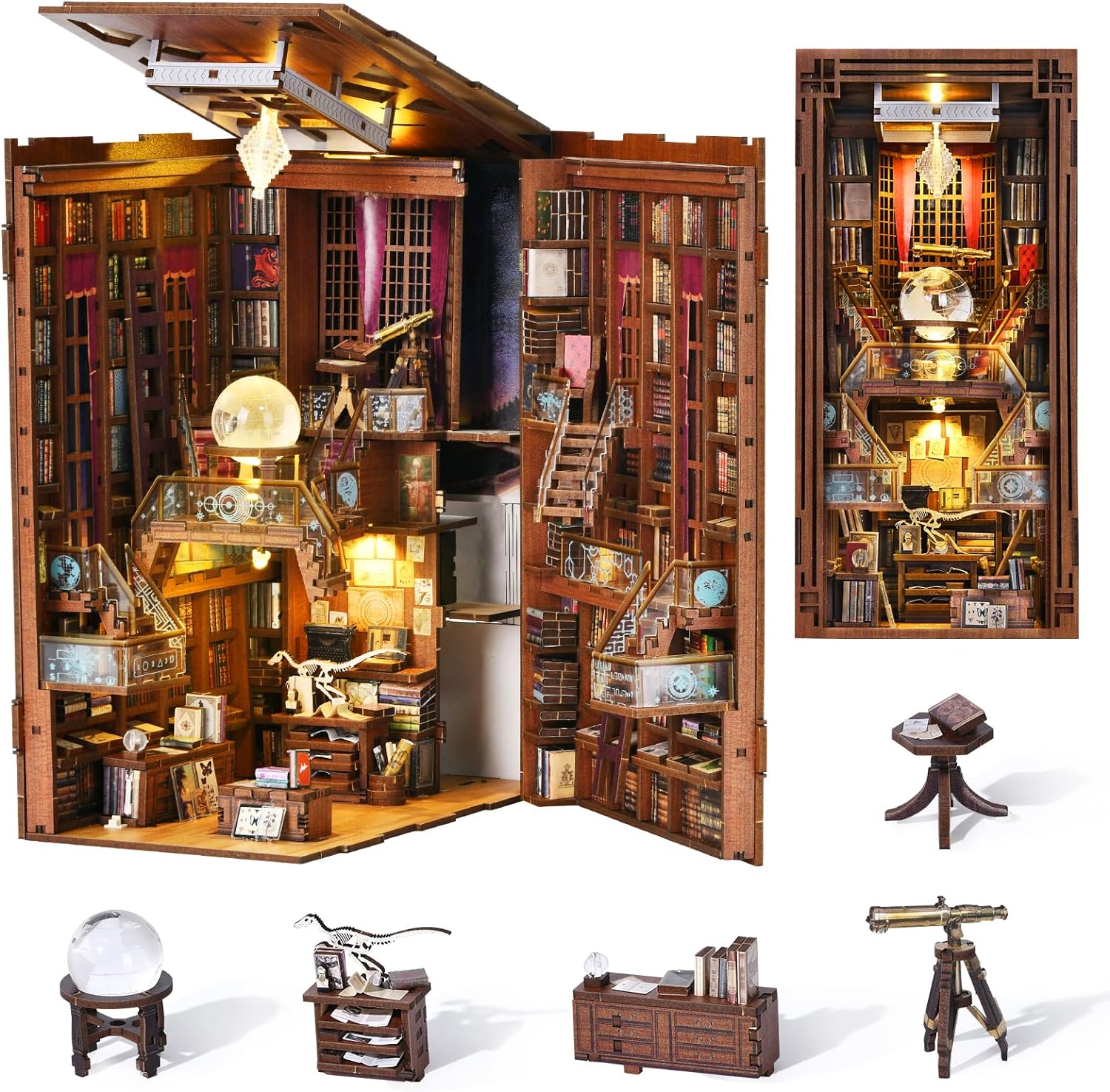 MiniCity Book Nook Kit, DIY Miniature Dollhouse Booknook Kit, 3D Wooden Puzzle B...