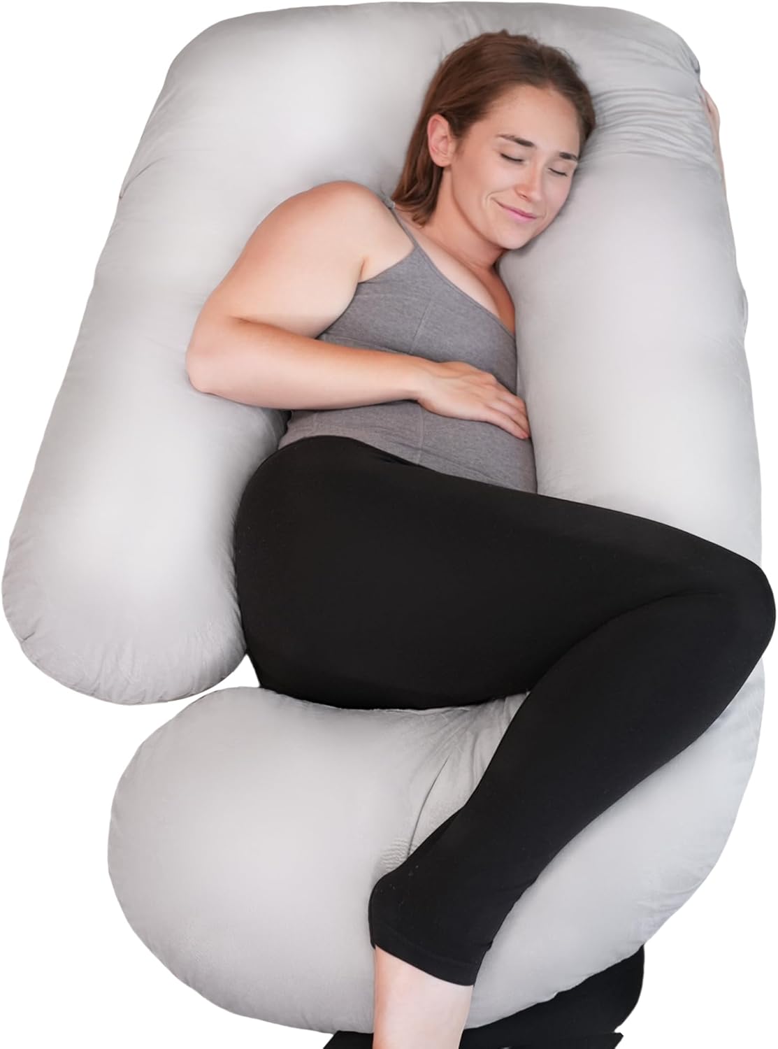 PinkFroggie Pregnancy Pillows,Soft U-Shape Soft Maternity Pillow with Removable...
