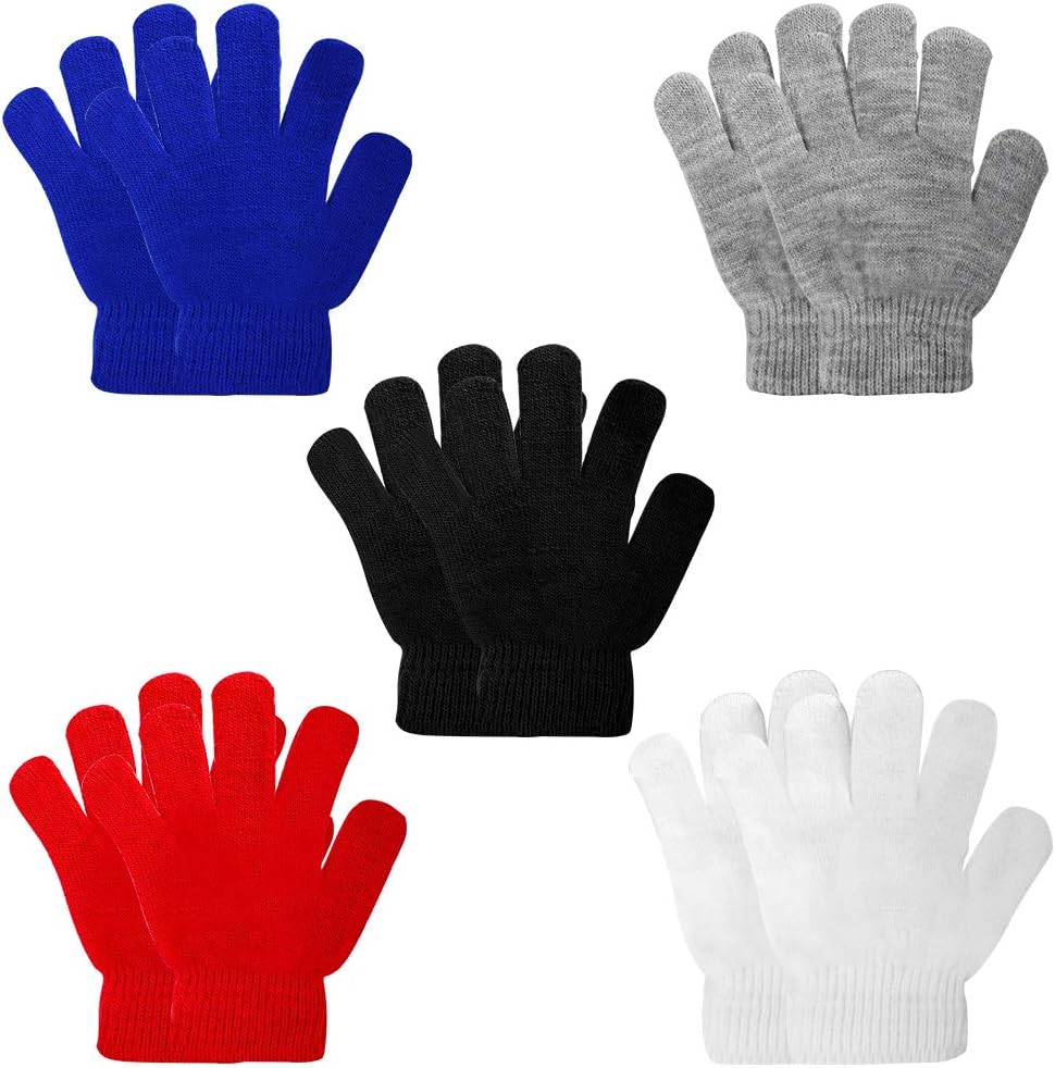 ONESING 3-24 Pairs Kids Gloves Knit Gloves for Kids Winter Gloves White Kids Glo...