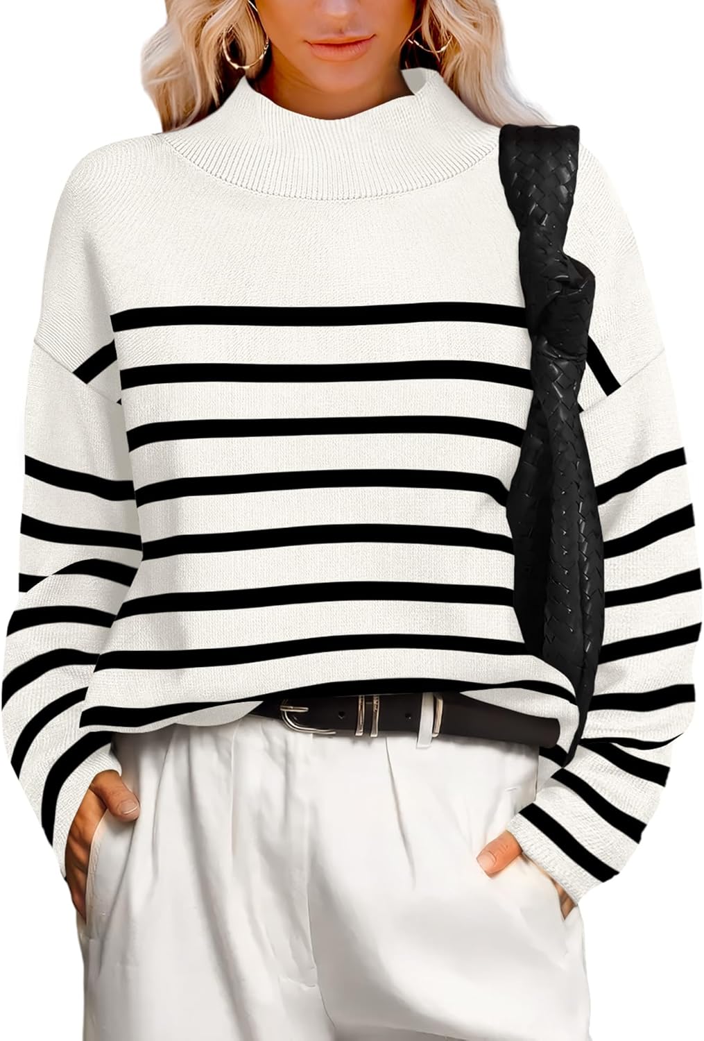 XIEERDUO Fall Sweaters for Women 2024 Turtleneck Oversized Batwing Long Sleeve K...