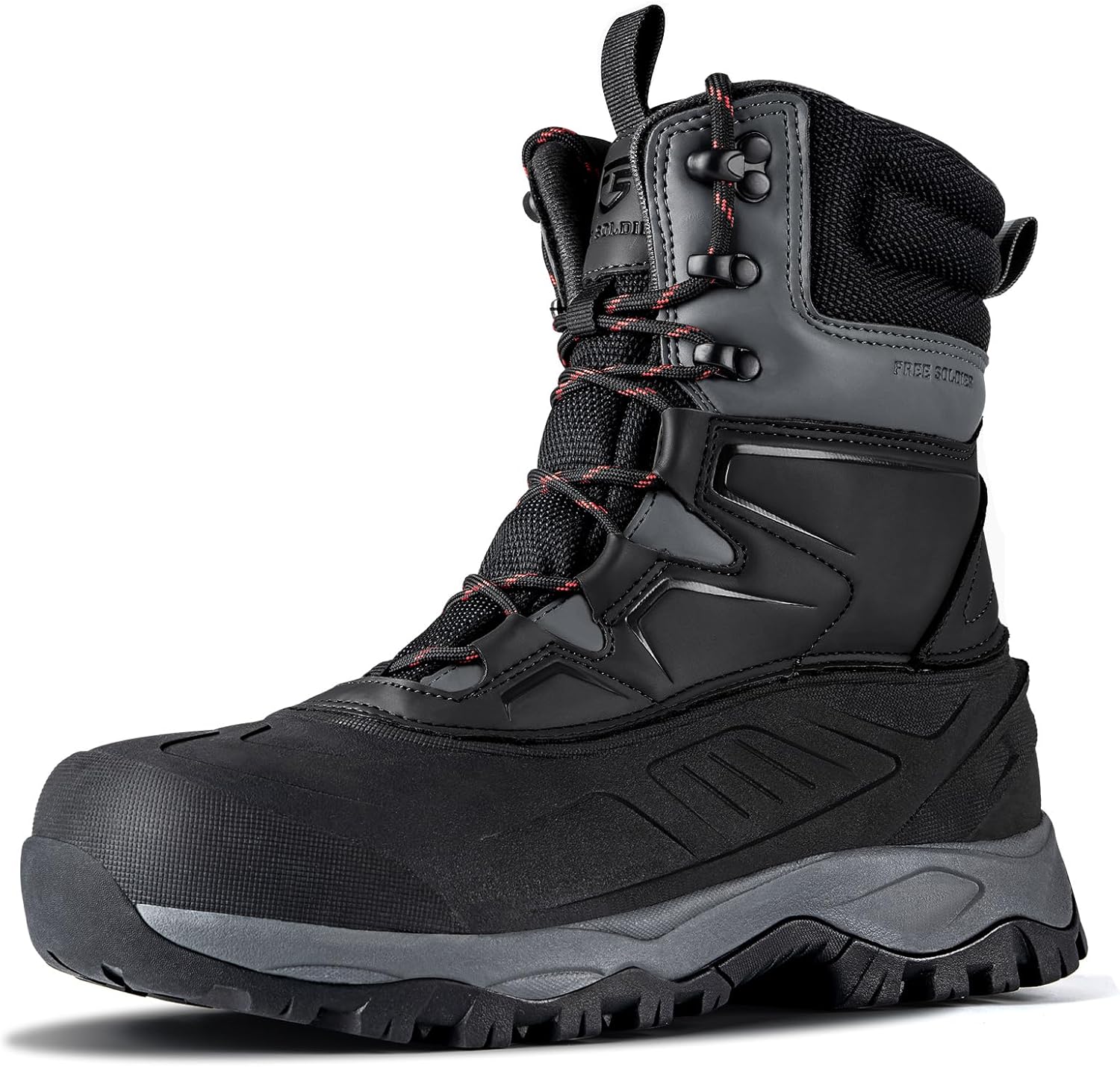 FREE SOLDIER Snow Boots for Men Waterproof Slip Resistant Velvet Lined Outdoor W...